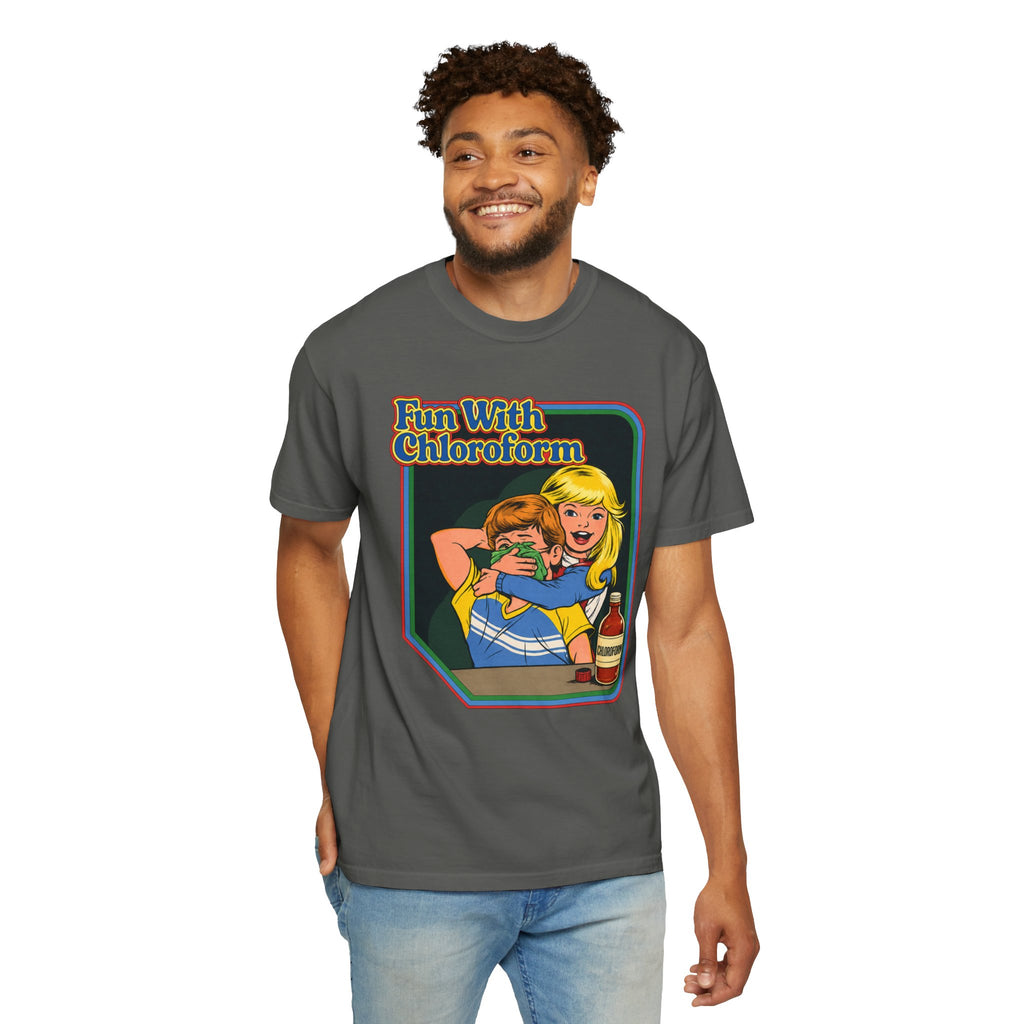 T-Shirt — "Fun With Chloroform" Retro Dark Humor Graphic Tee