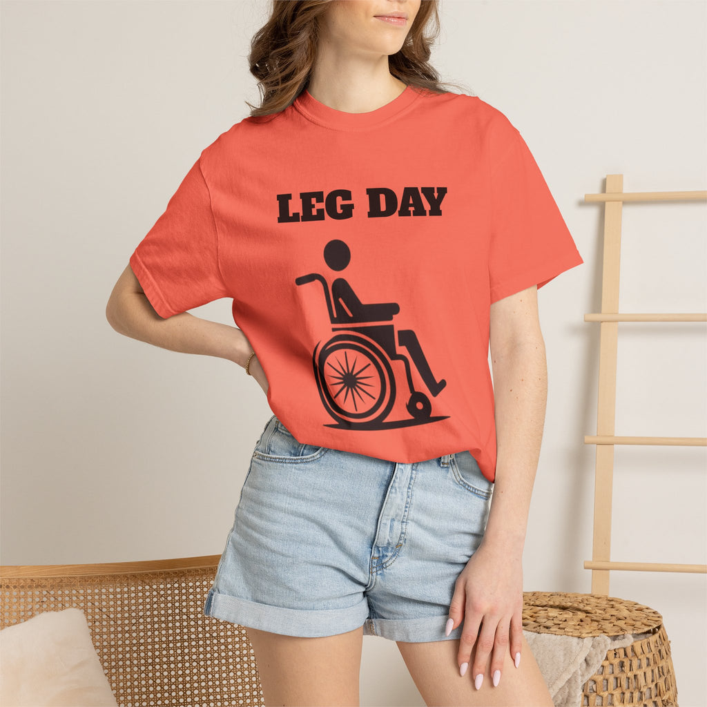 Leg Day wheelchair graphic T-shirt | fitness humor tee