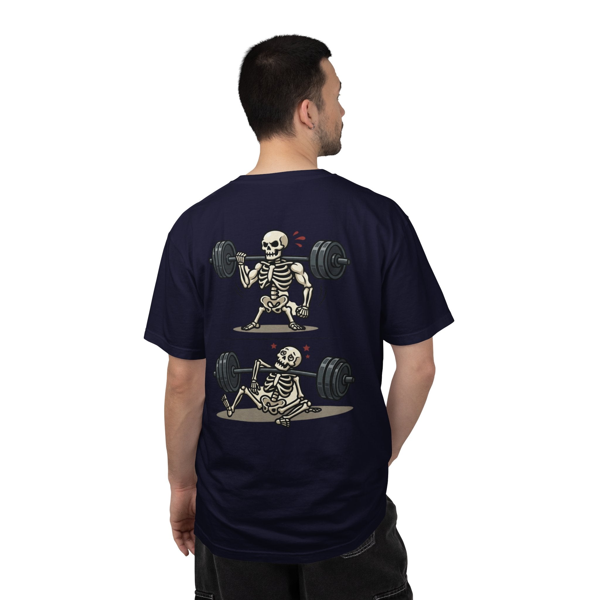 Weightlifting Skeleton T-Shirt — Funny Gym Bones Workout Tee