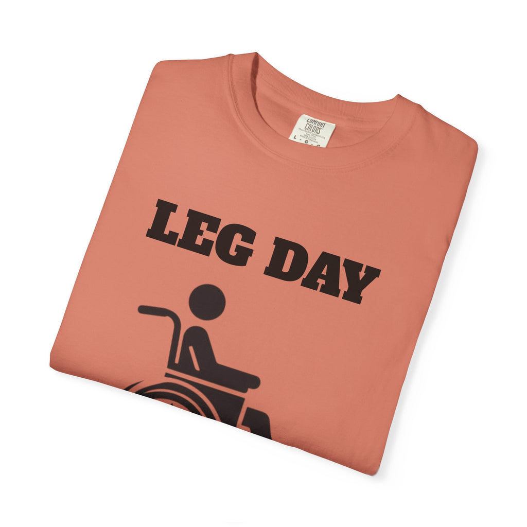 Leg Day wheelchair graphic T-shirt | fitness humor tee