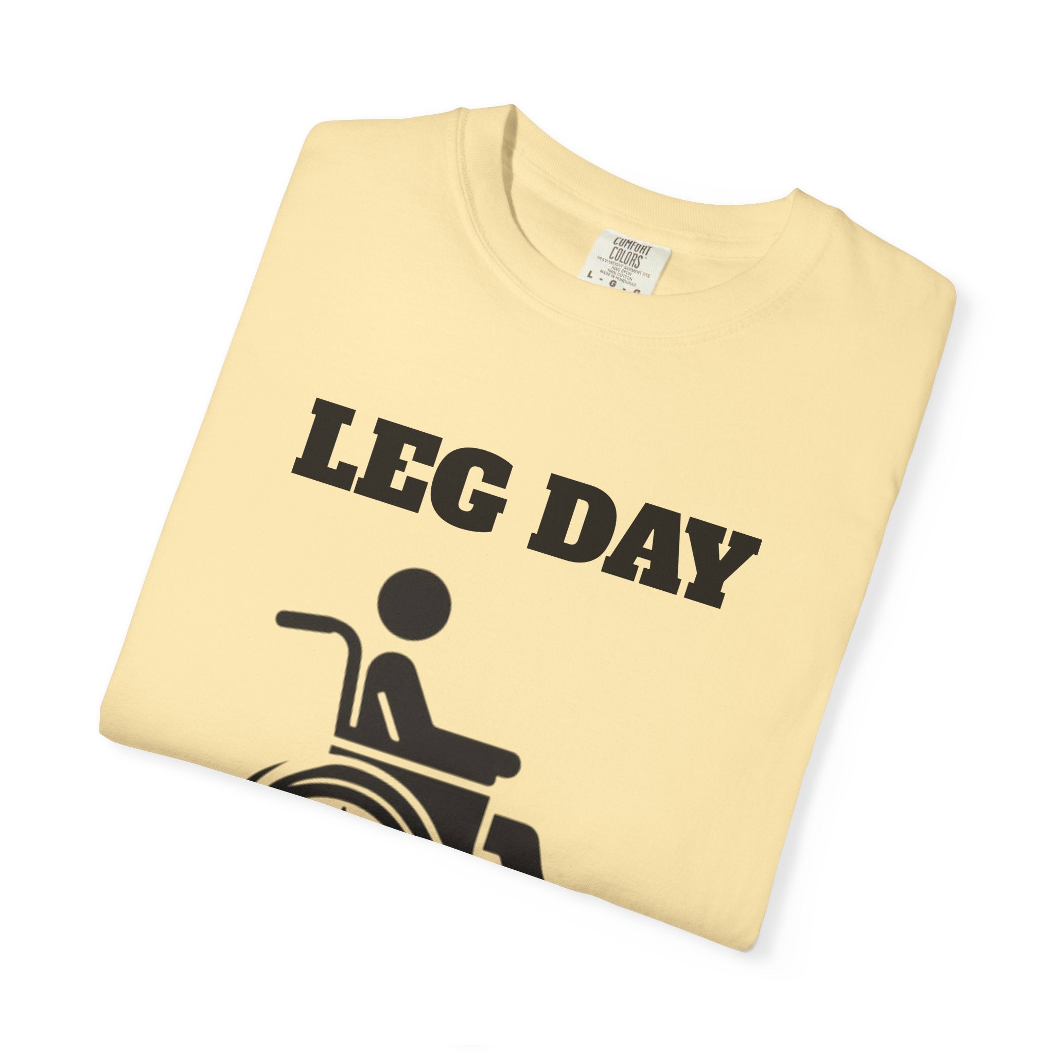 Leg Day wheelchair graphic T-shirt | fitness humor tee
