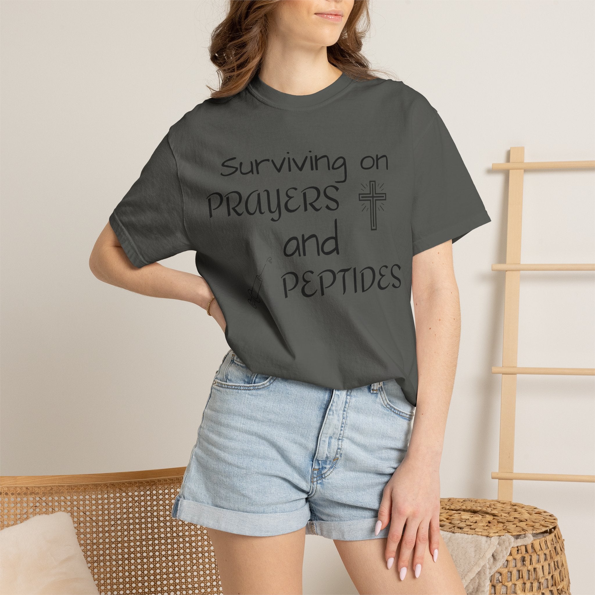 Surviving on Prayers and Peptides T-Shirt | peptides tee
