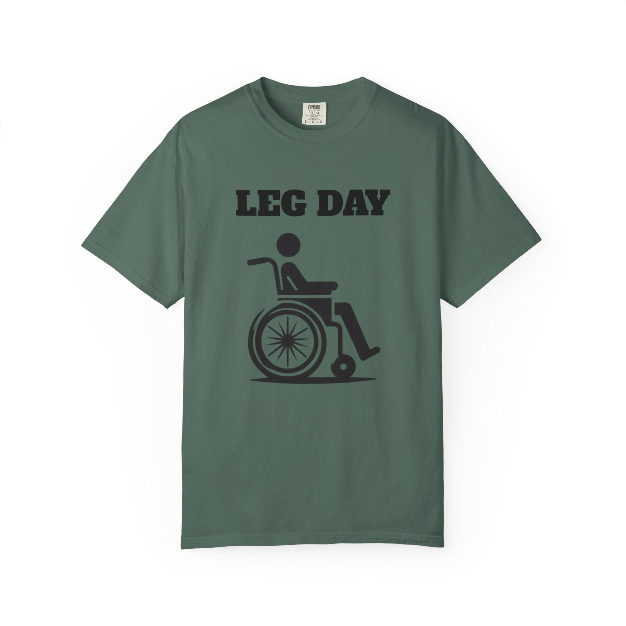Leg Day wheelchair graphic T-shirt | fitness humor tee