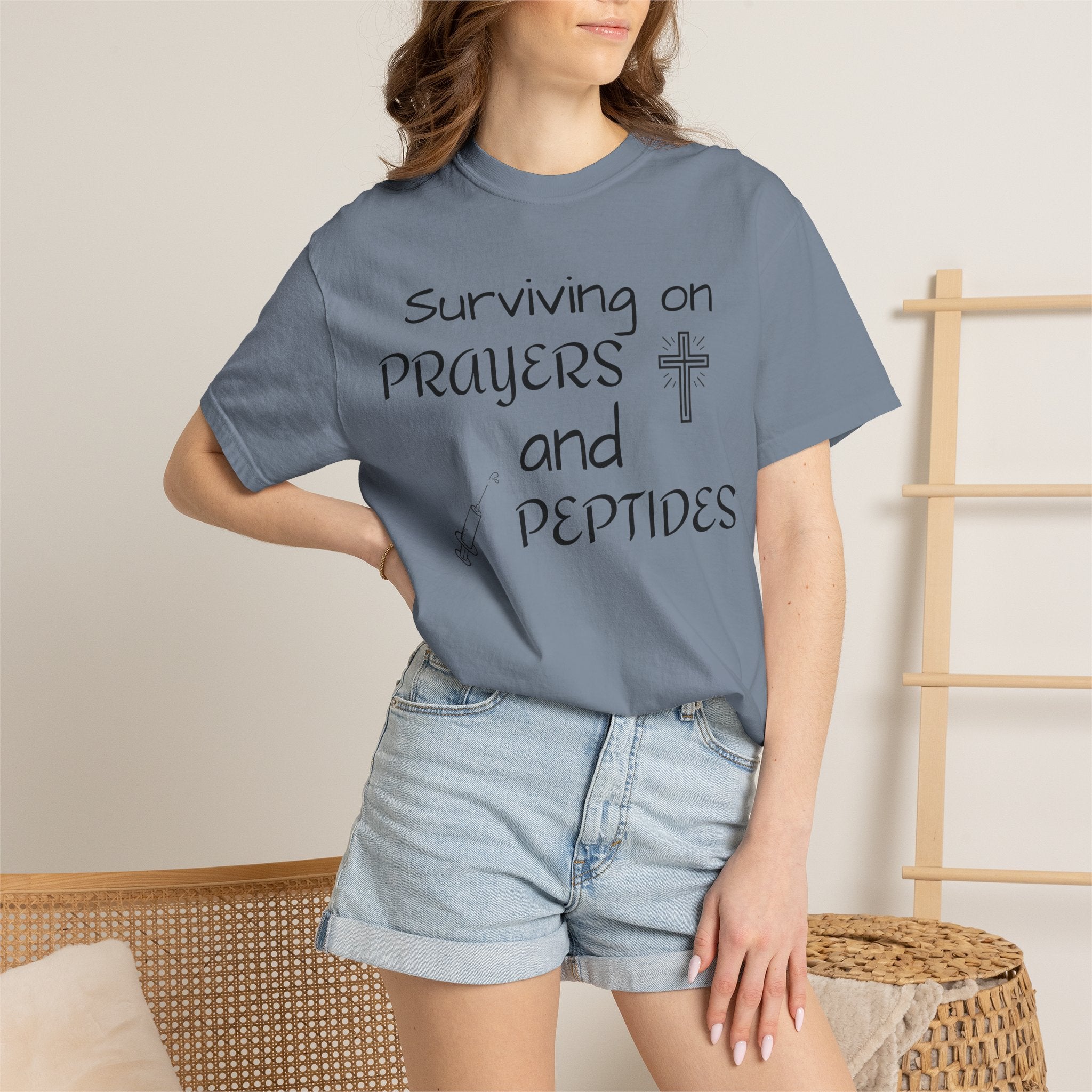 Surviving on Prayers and Peptides T-Shirt | peptides tee