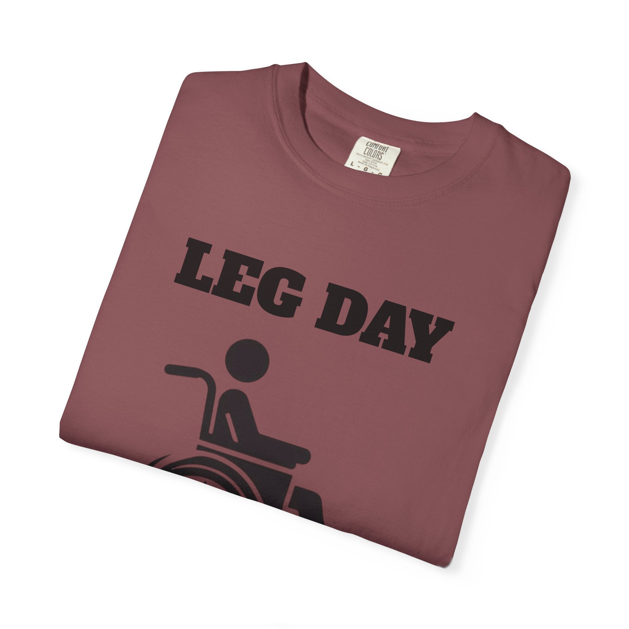 Leg Day wheelchair graphic T-shirt | fitness humor tee