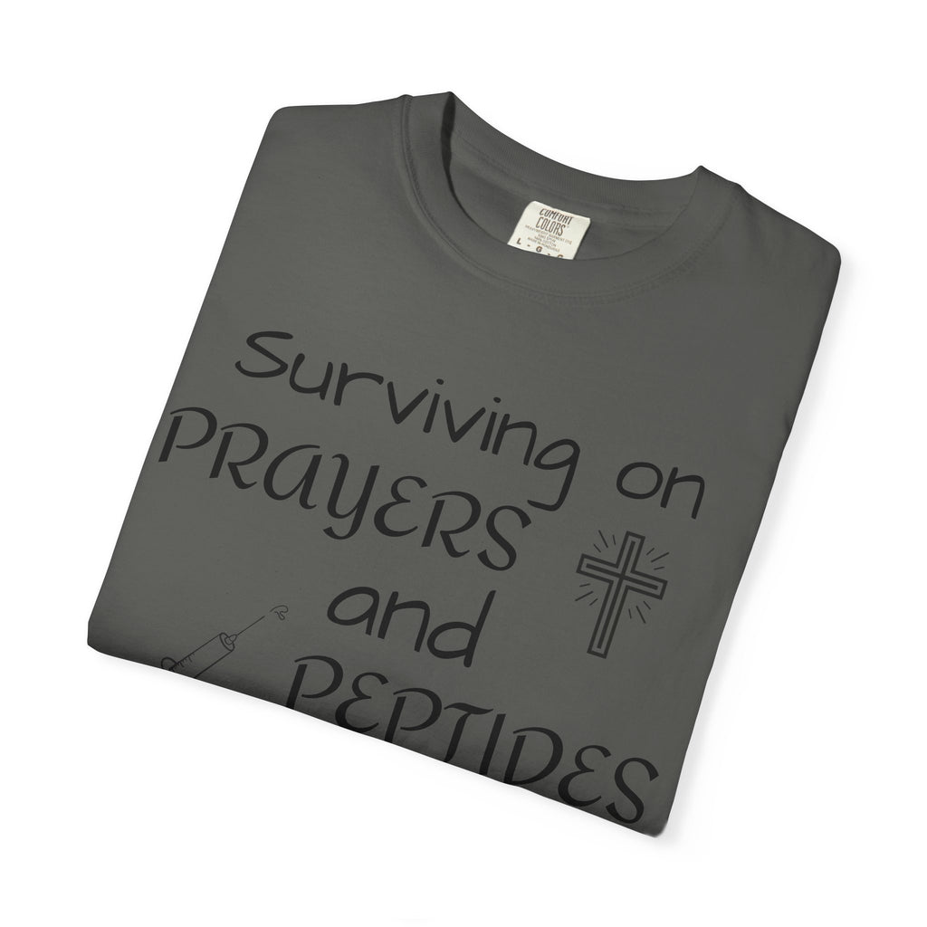 Surviving on Prayers and Peptides T-Shirt | peptides tee