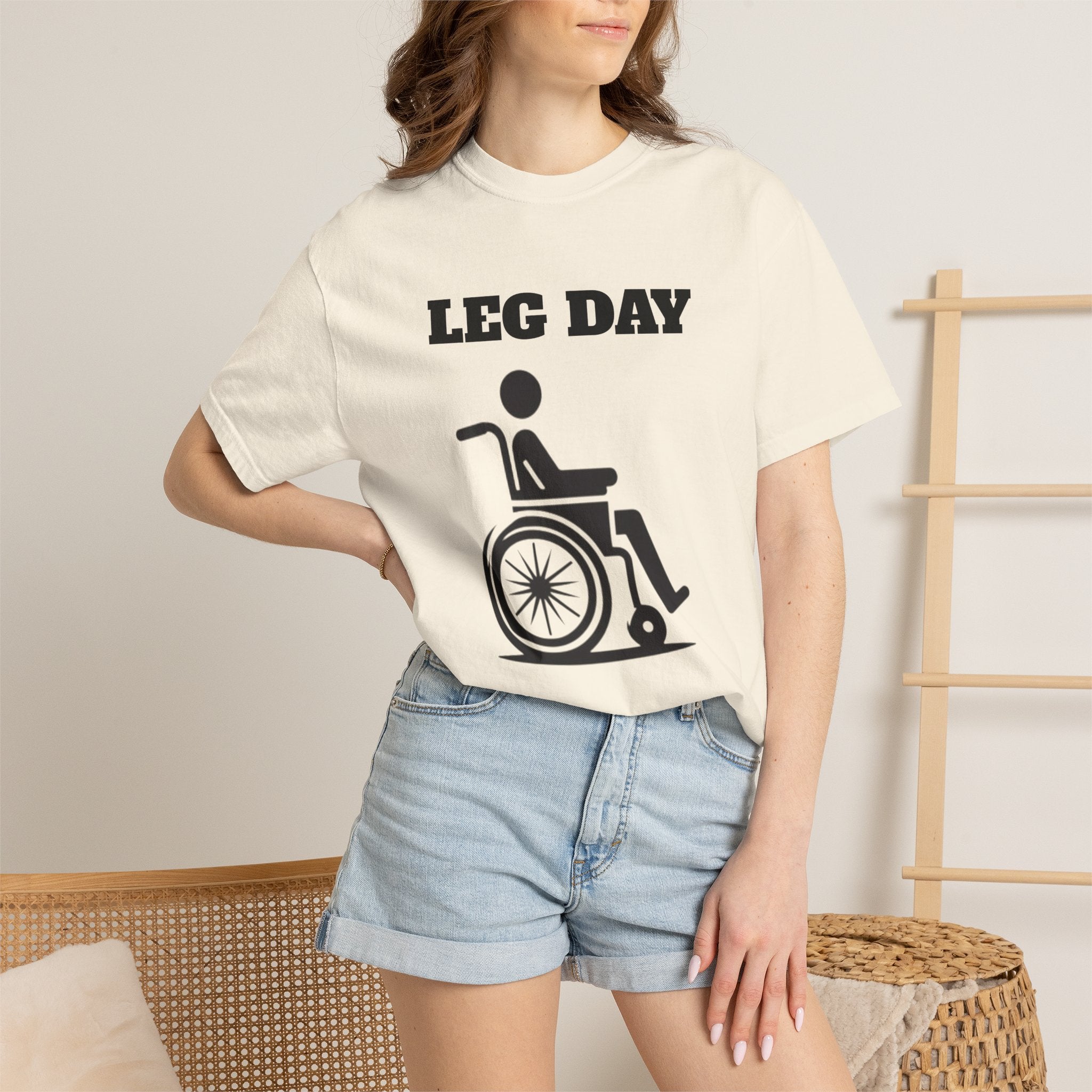 Leg Day wheelchair graphic T-shirt | fitness humor tee