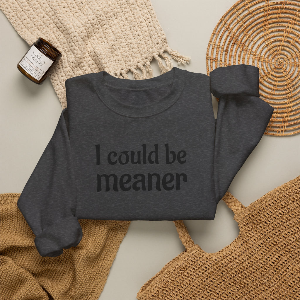 Crewneck Sweatshirt — “I Could Be Meaner” Funny Graphic Pullover