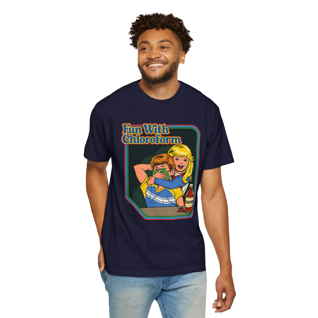 T-Shirt — "Fun With Chloroform" Retro Dark Humor Graphic Tee