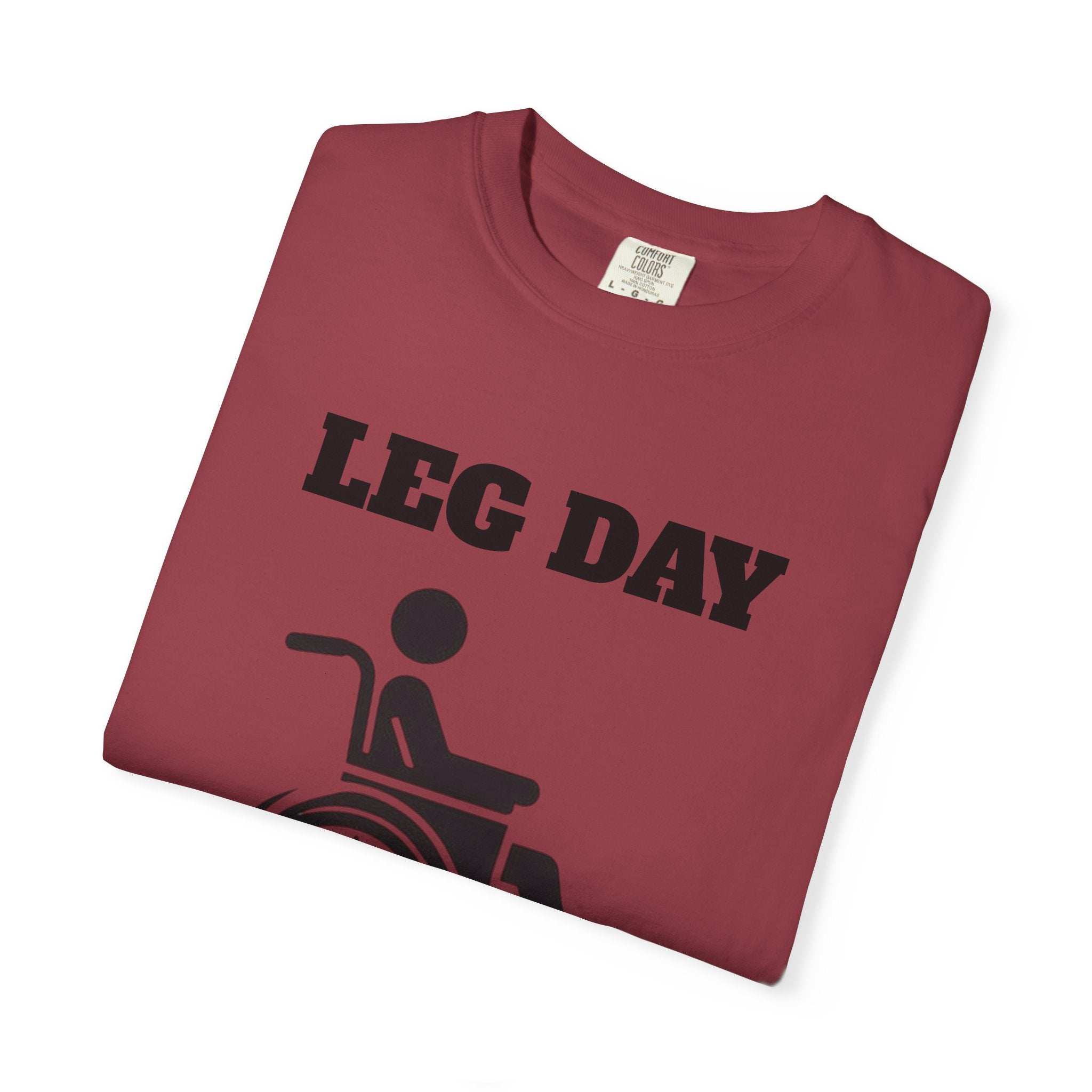 Leg Day wheelchair graphic T-shirt | fitness humor tee