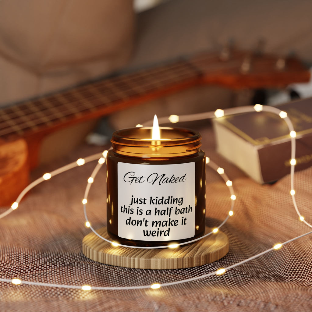 Soy Candle — “Get Naked” Funny Bath Scented Candle (Amber Jar)