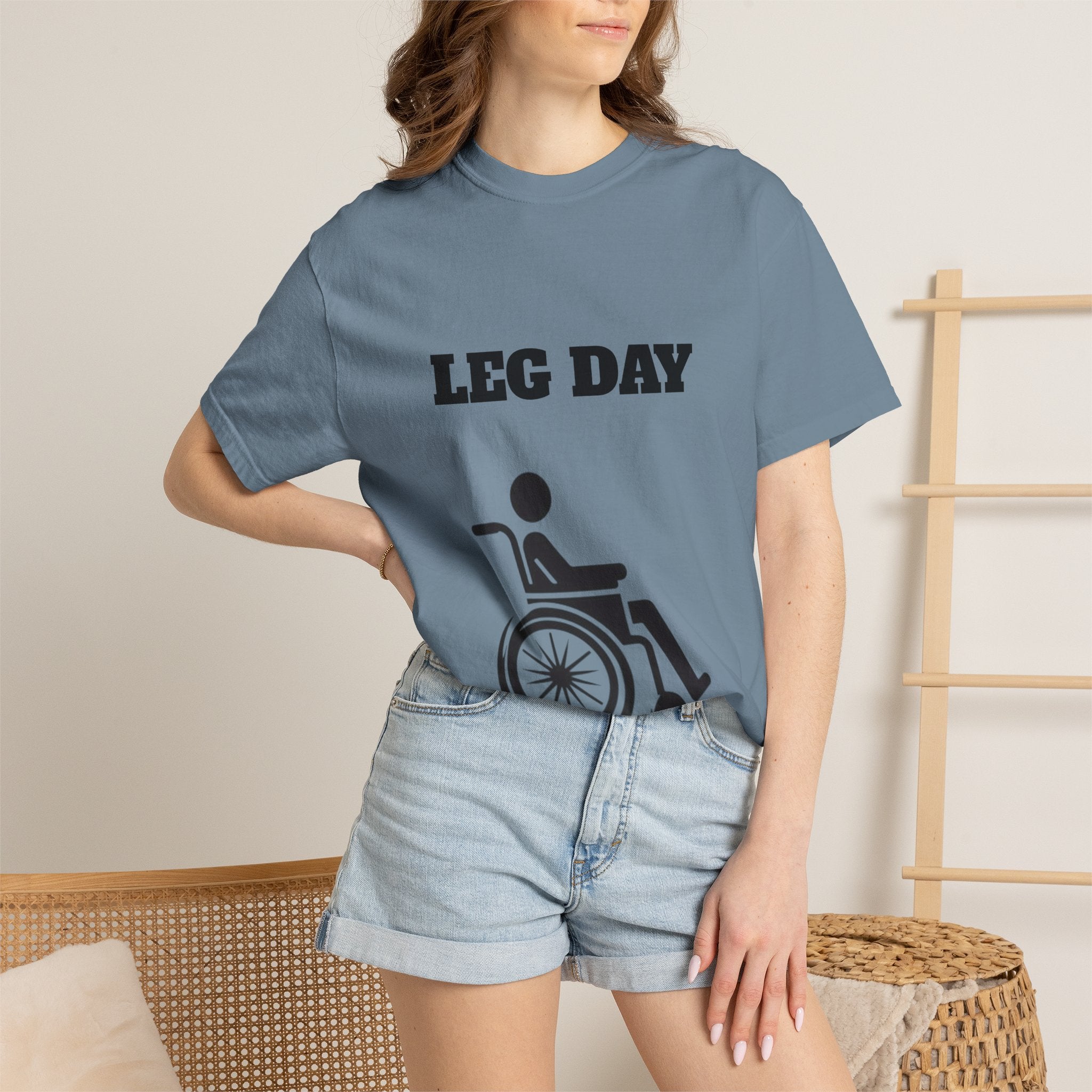 Leg Day wheelchair graphic T-shirt | fitness humor tee