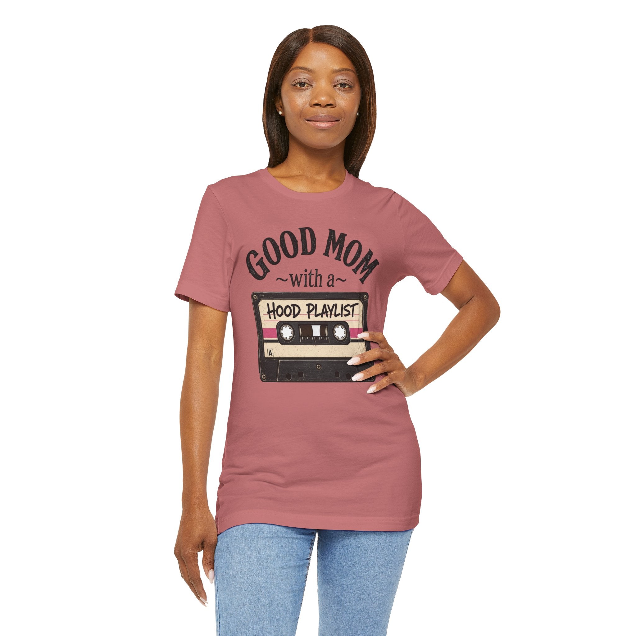 Good Mom With a Hood Playlist T-Shirt — Vintage Cassette Mother's Day Gift