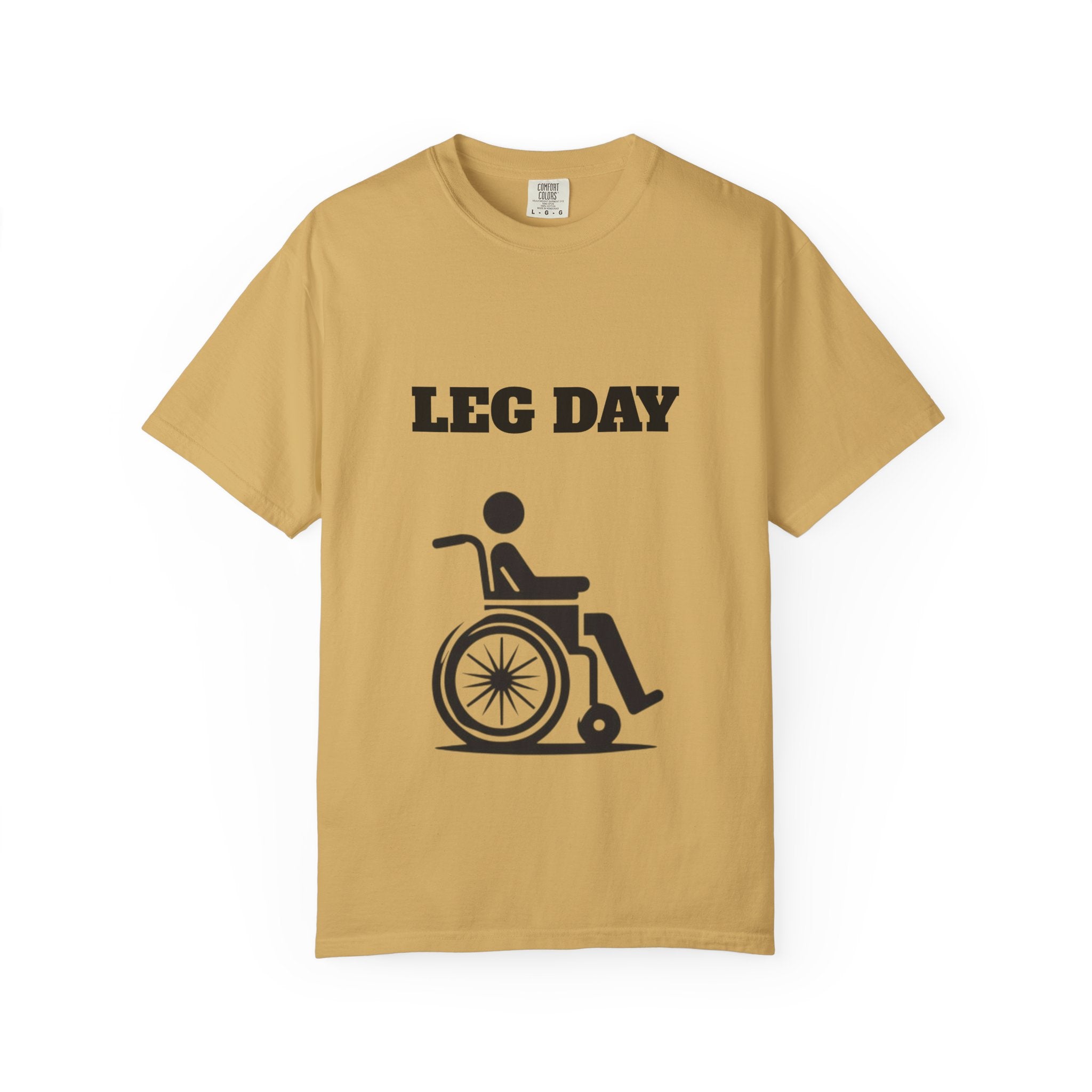Leg Day wheelchair graphic T-shirt | fitness humor tee