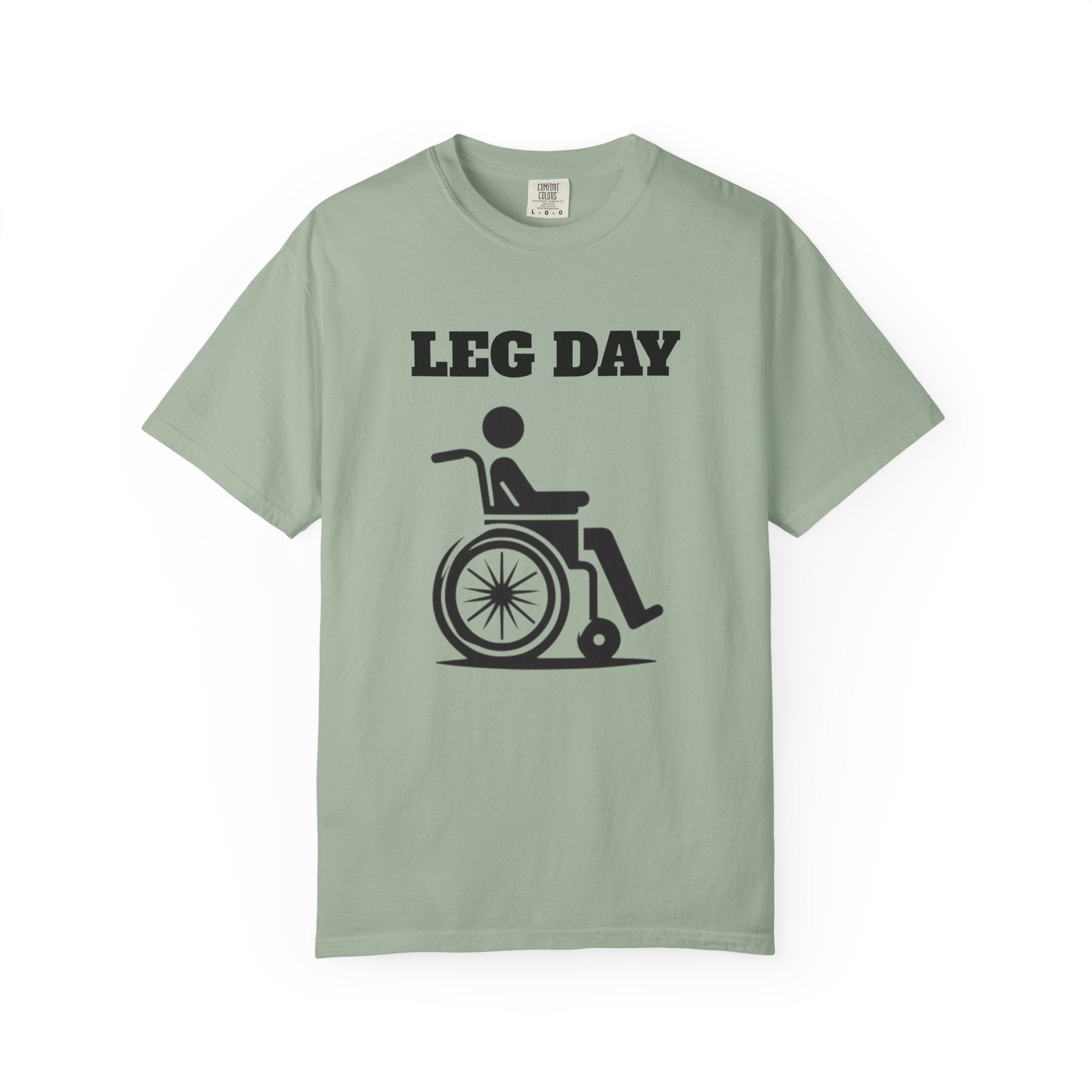 Leg Day wheelchair graphic T-shirt | fitness humor tee