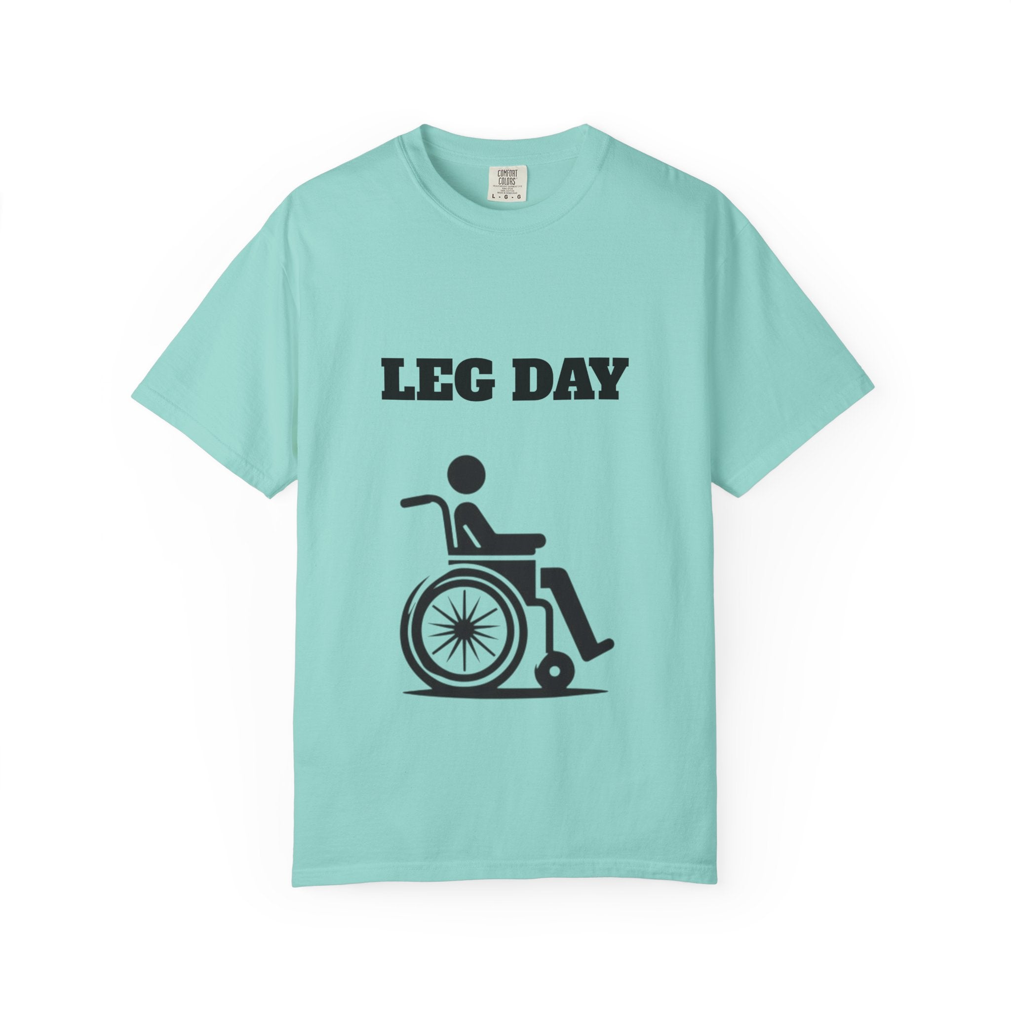 Leg Day wheelchair graphic T-shirt | fitness humor tee