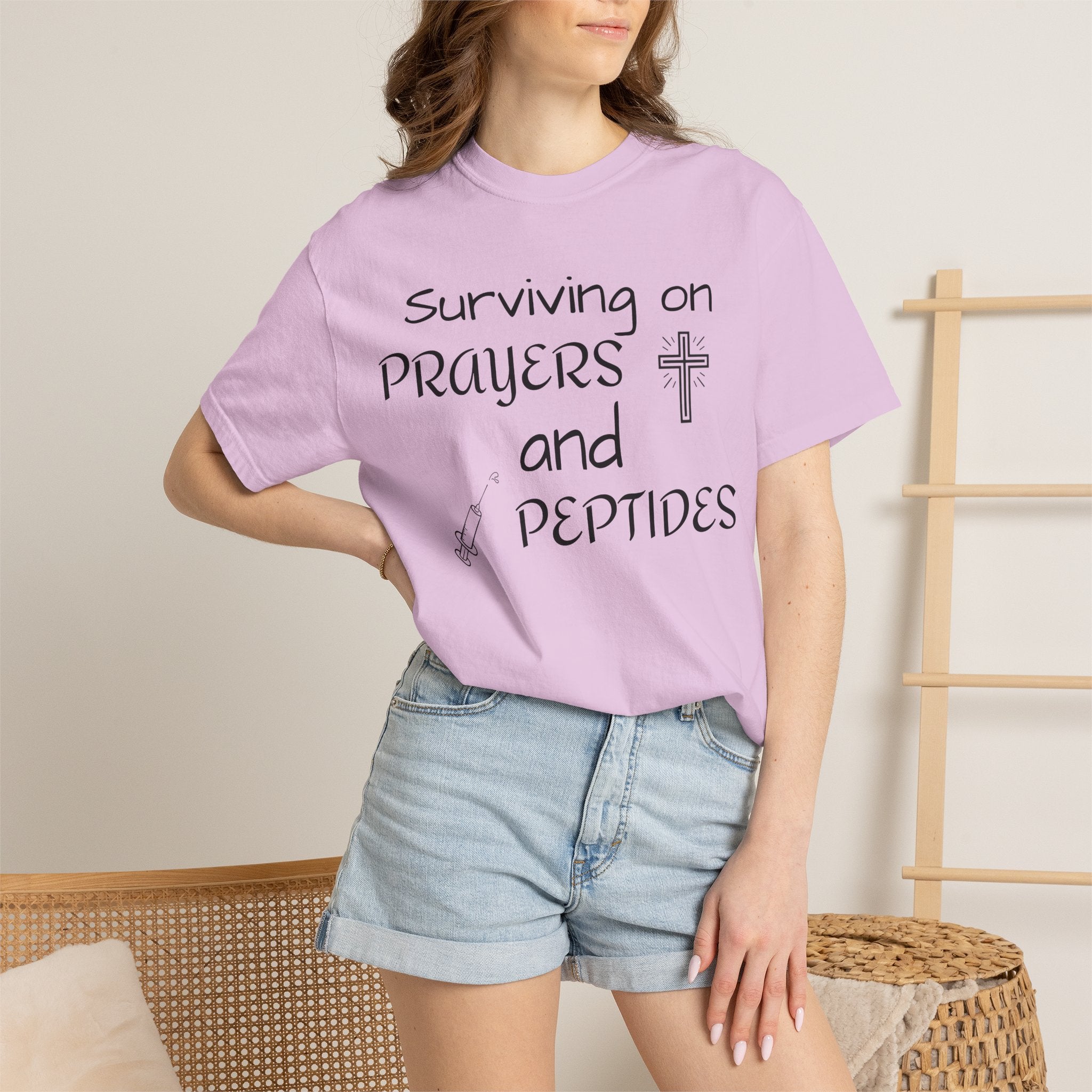 Surviving on Prayers and Peptides T-Shirt | peptides tee