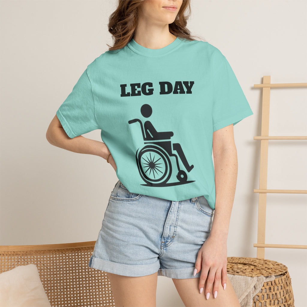 Leg Day wheelchair graphic T-shirt | fitness humor tee