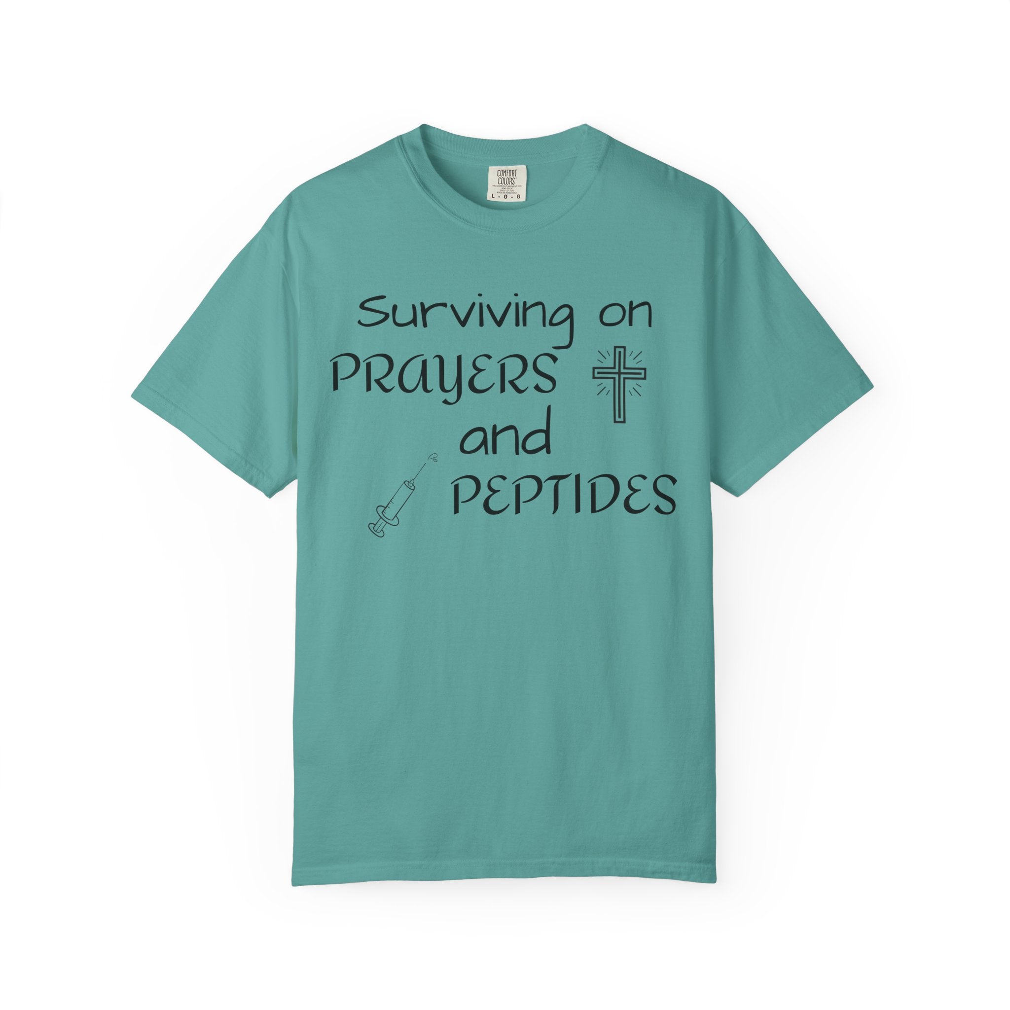 Surviving on Prayers and Peptides T-Shirt | peptides tee