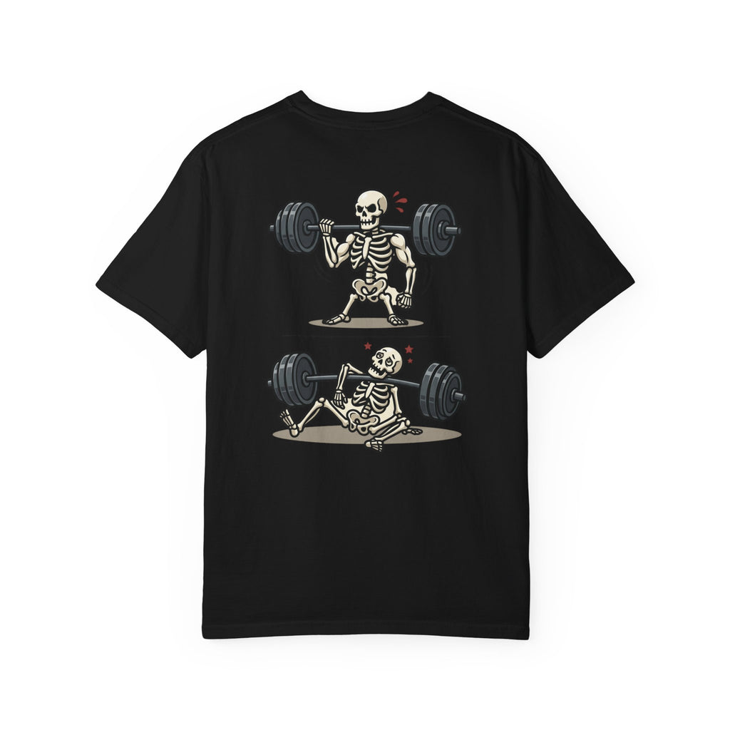 Weightlifting Skeleton T-Shirt — Funny Gym Bones Workout Tee