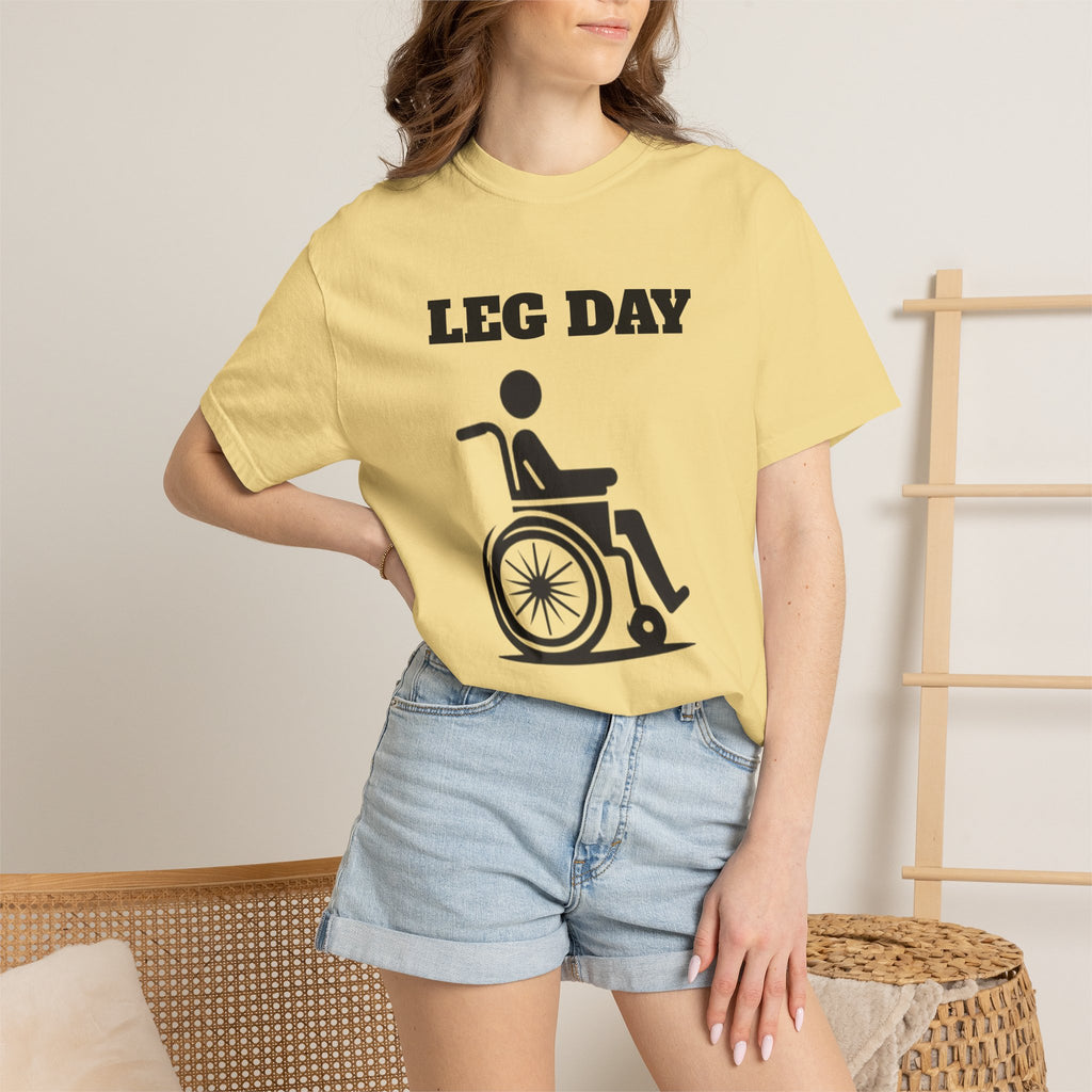 Leg Day wheelchair graphic T-shirt | fitness humor tee