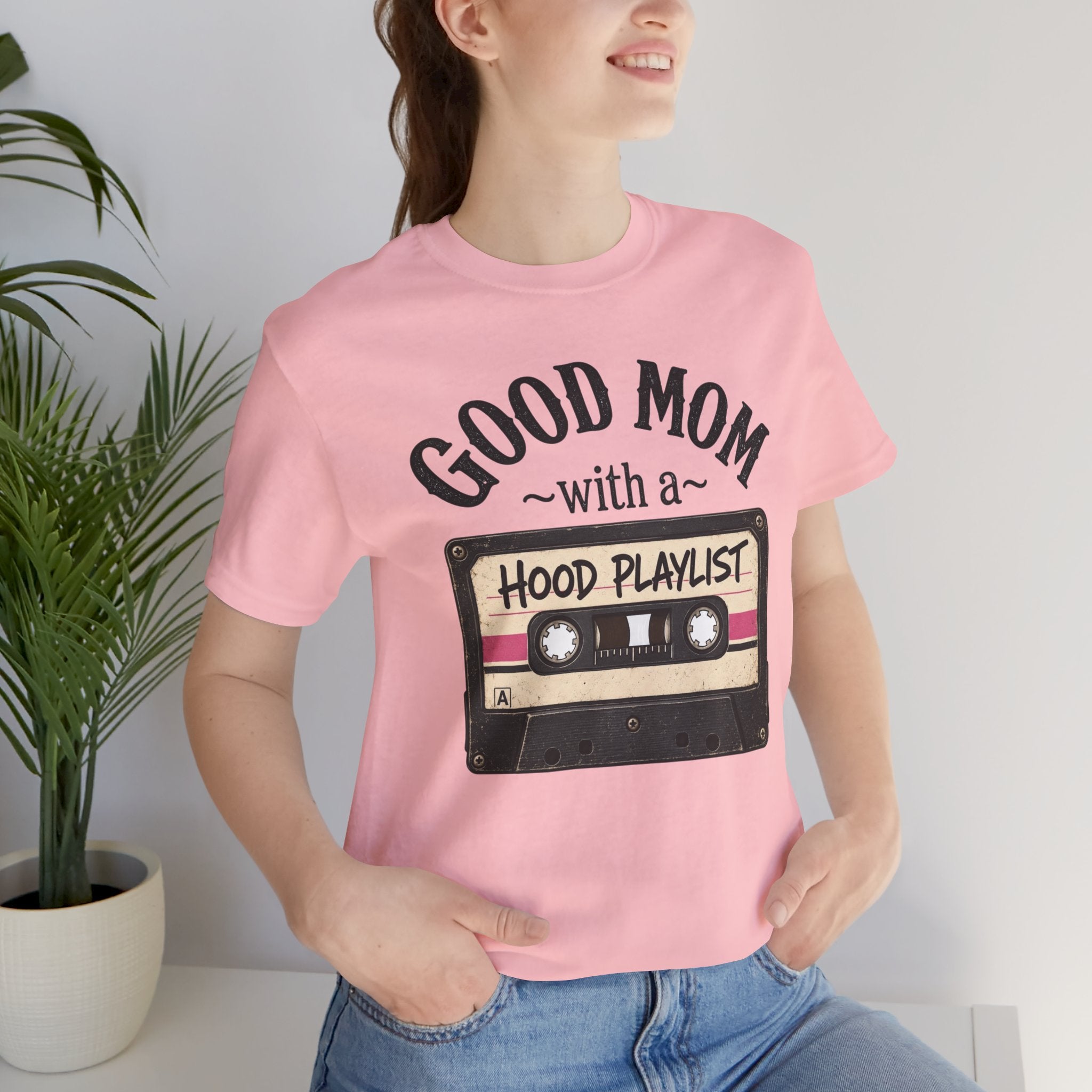 Good Mom With a Hood Playlist T-Shirt — Vintage Cassette Mother's Day Gift