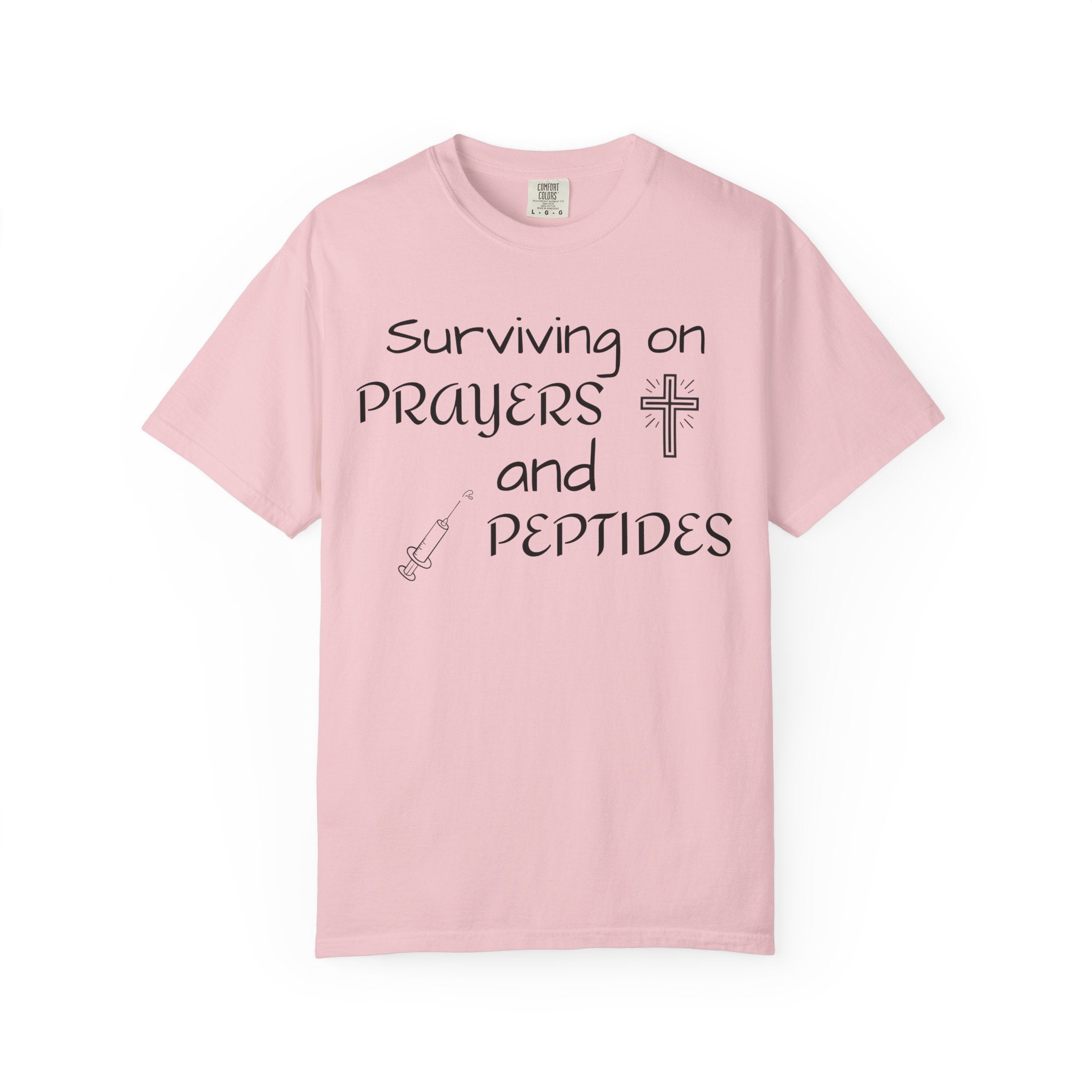 Surviving on Prayers and Peptides T-Shirt | peptides tee
