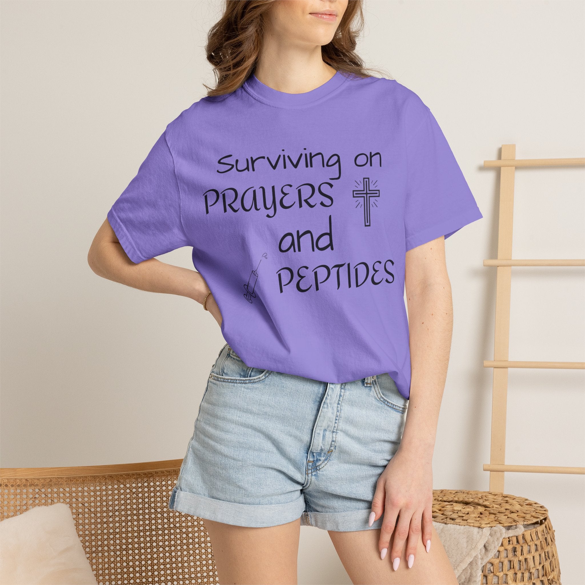 Surviving on Prayers and Peptides T-Shirt | peptides tee