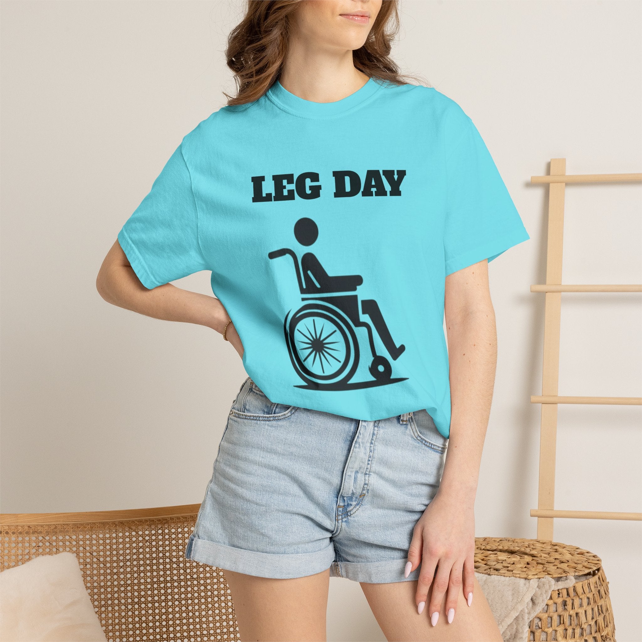Leg Day wheelchair graphic T-shirt | fitness humor tee
