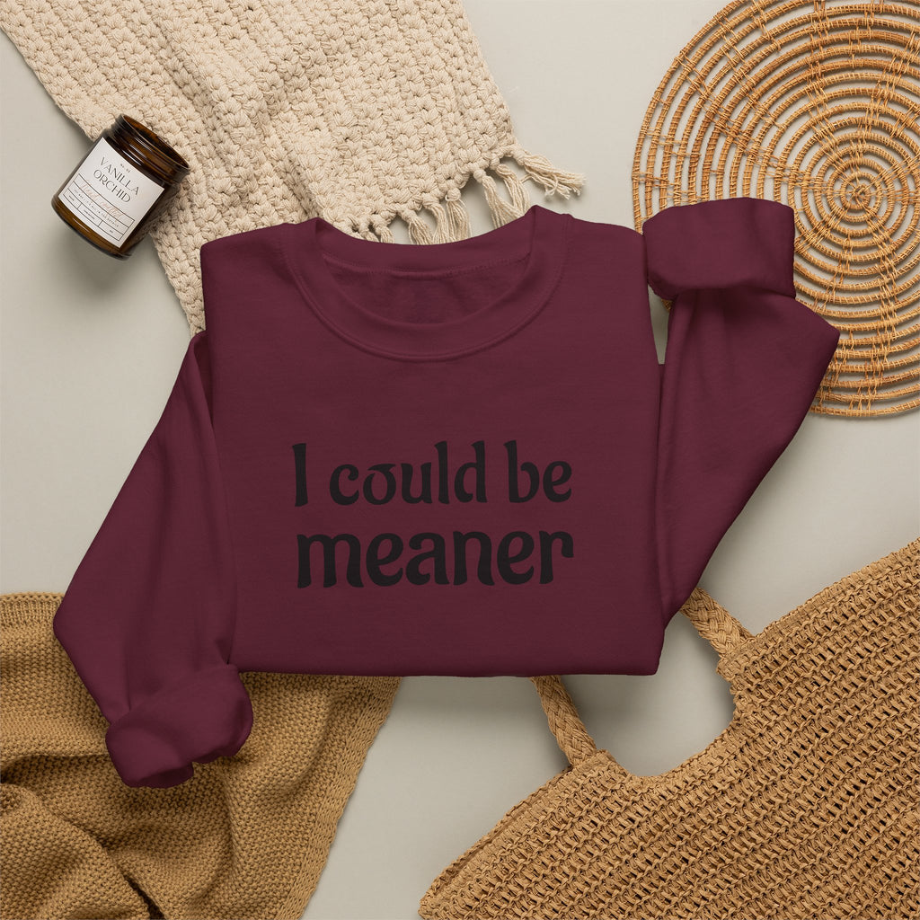 Crewneck Sweatshirt — “I Could Be Meaner” Funny Graphic Pullover