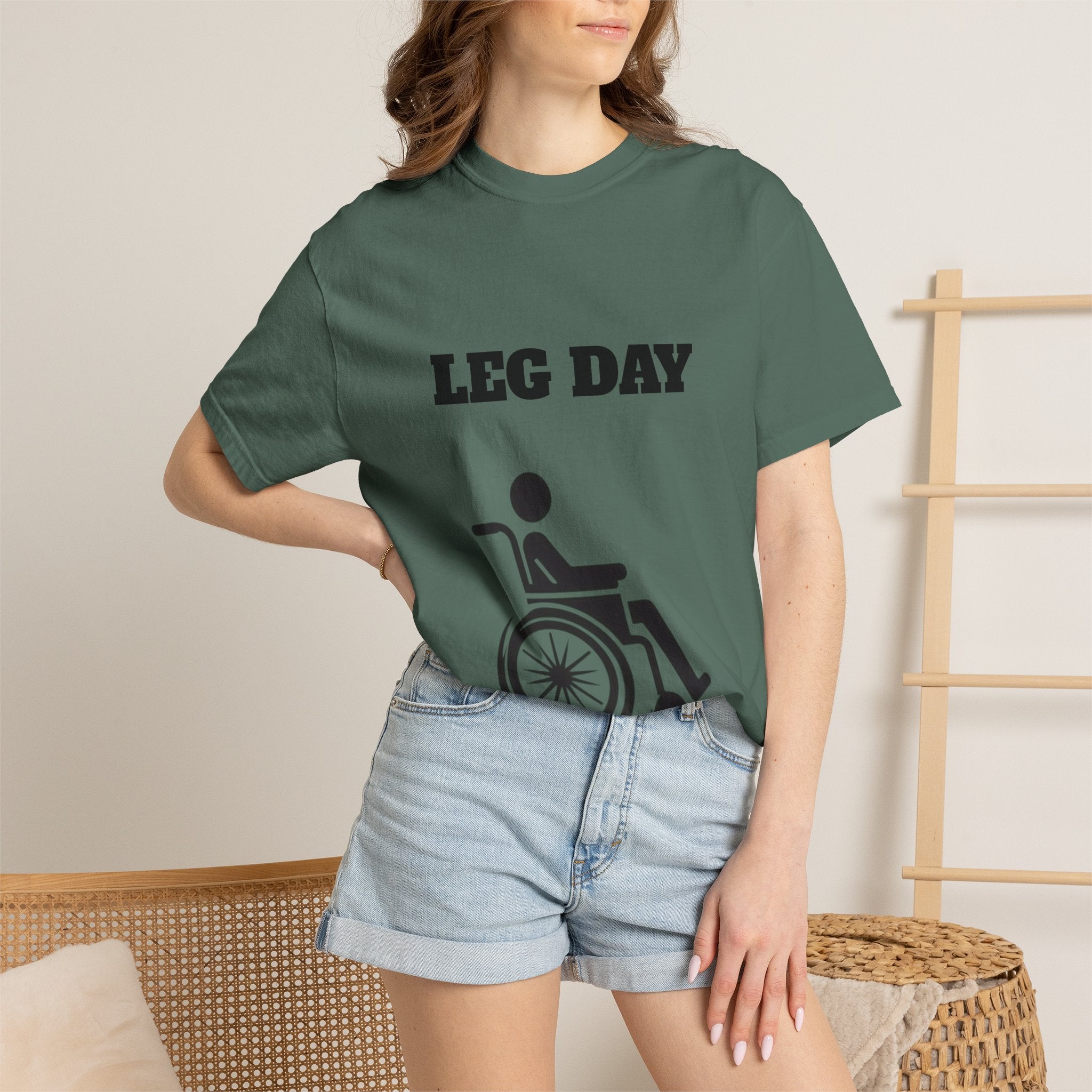 Leg Day wheelchair graphic T-shirt | fitness humor tee