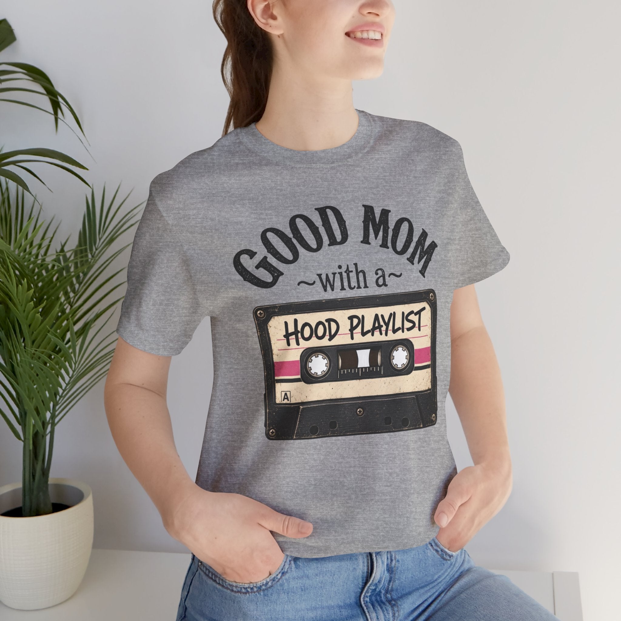 Good Mom With a Hood Playlist T-Shirt — Vintage Cassette Mother's Day Gift