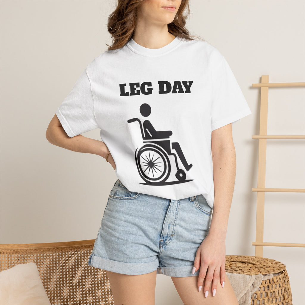 Leg Day wheelchair graphic T-shirt | fitness humor tee