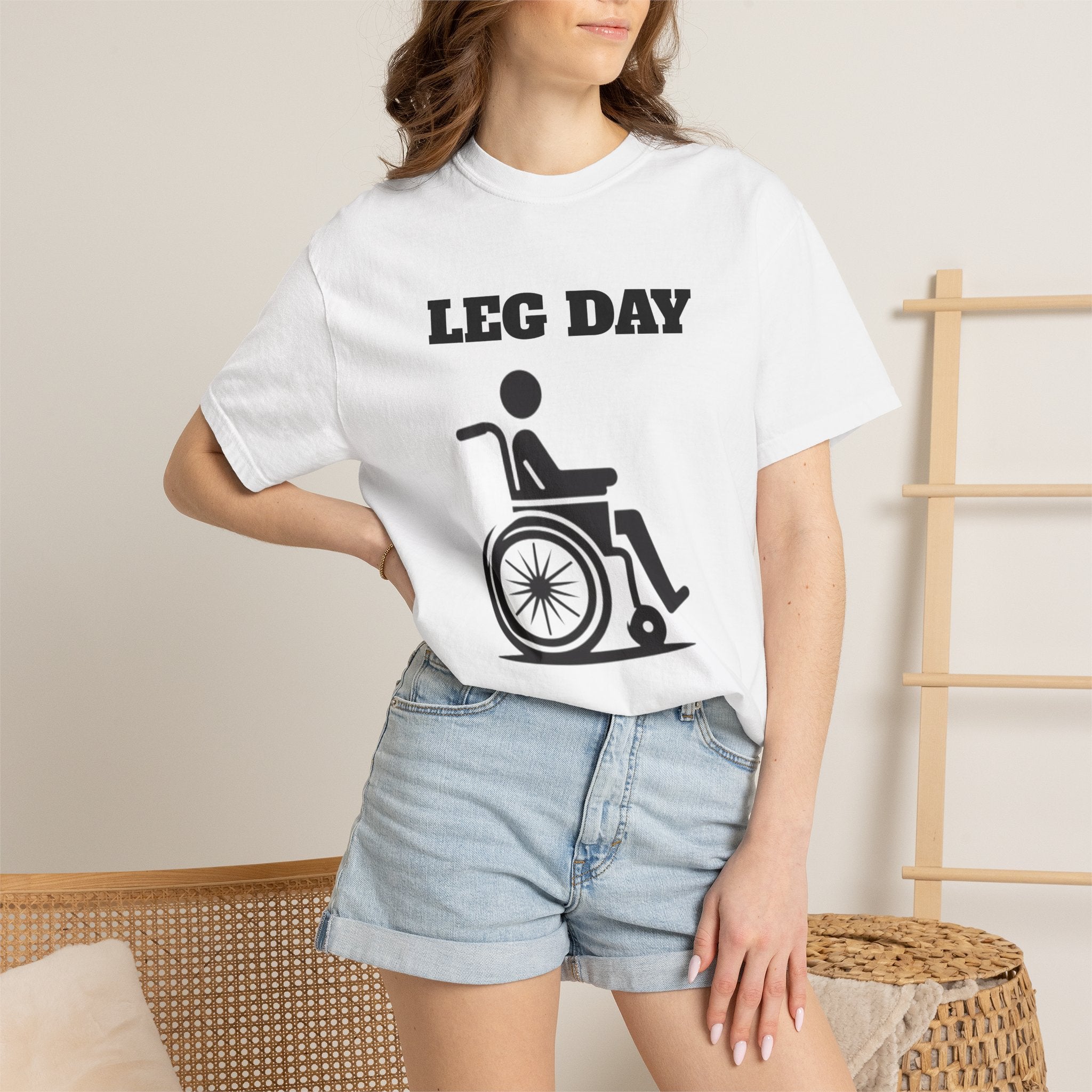 Leg Day wheelchair graphic T-shirt | fitness humor tee