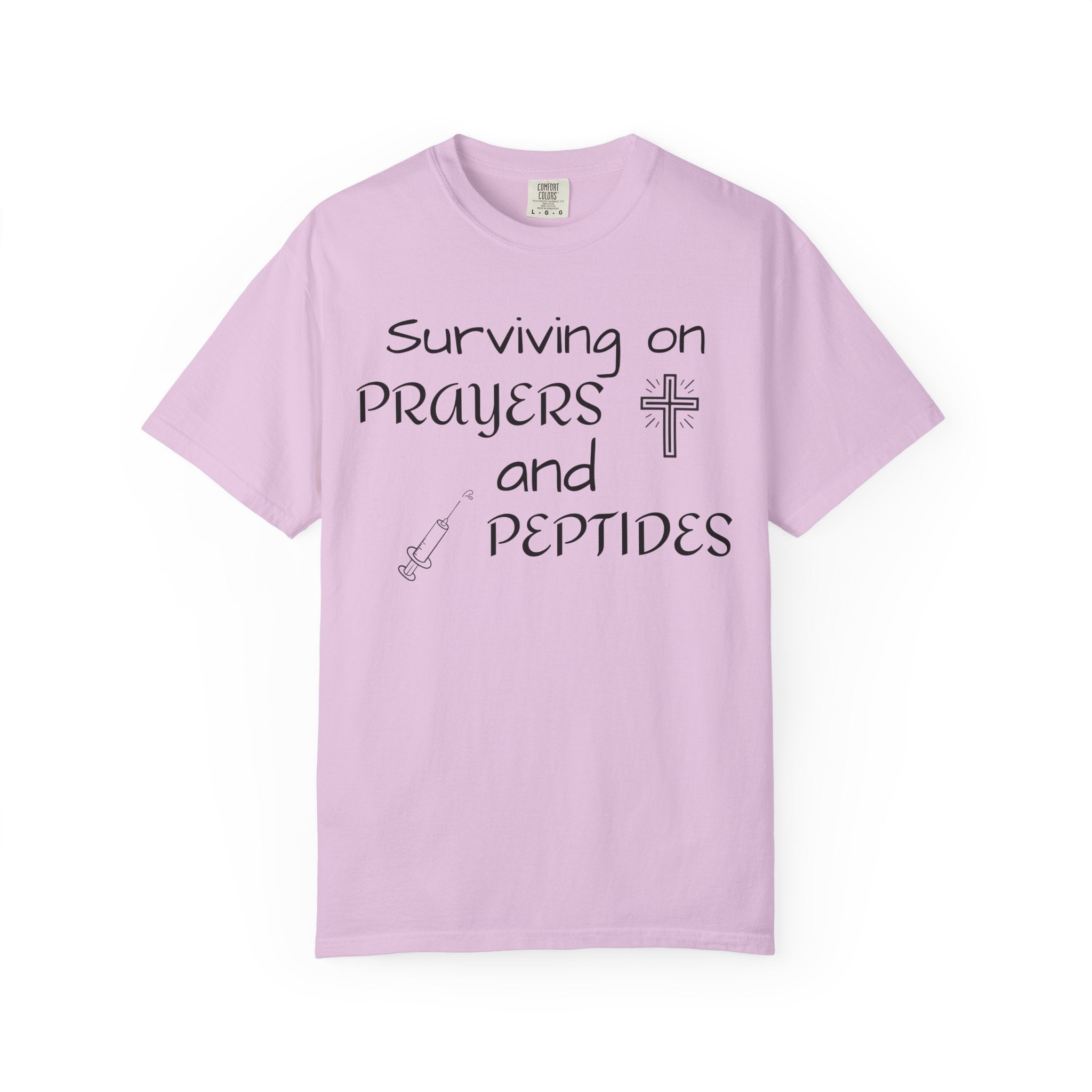 Surviving on Prayers and Peptides T-Shirt | peptides tee