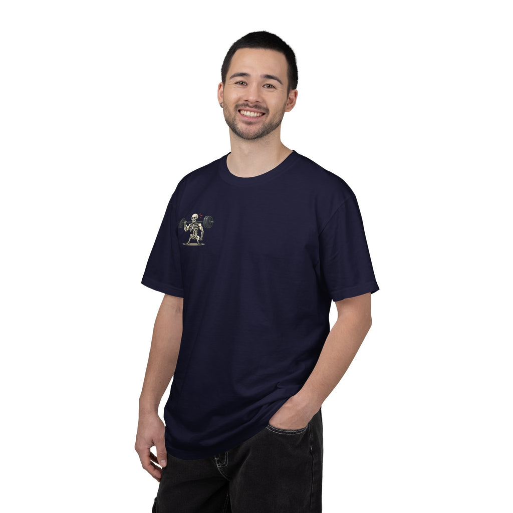 Weightlifting Skeleton T-Shirt — Funny Gym Bones Workout Tee