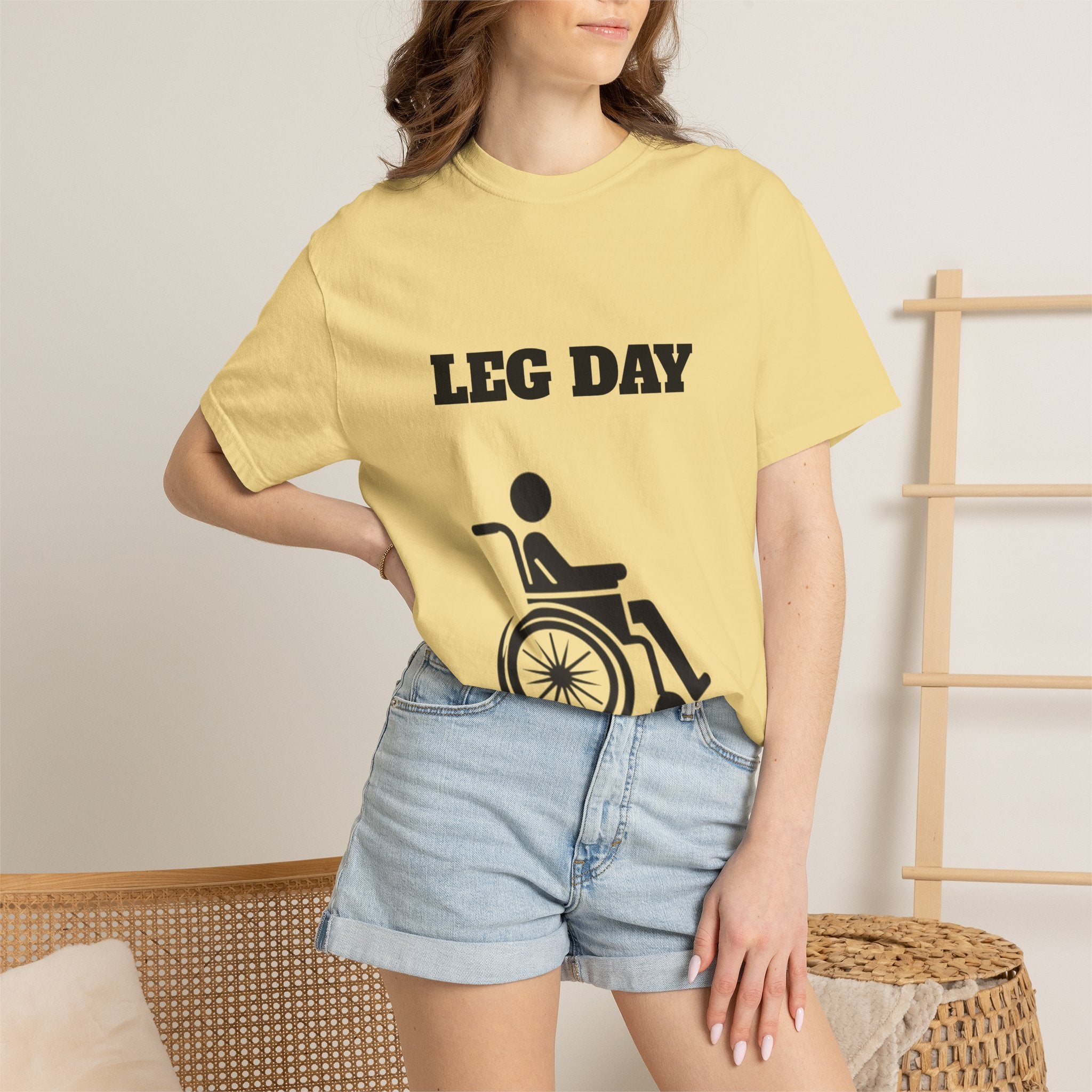 Leg Day wheelchair graphic T-shirt | fitness humor tee