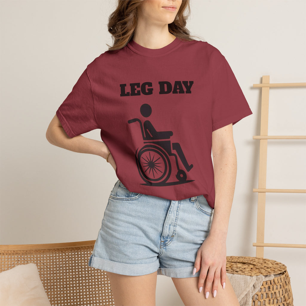 Leg Day wheelchair graphic T-shirt | fitness humor tee