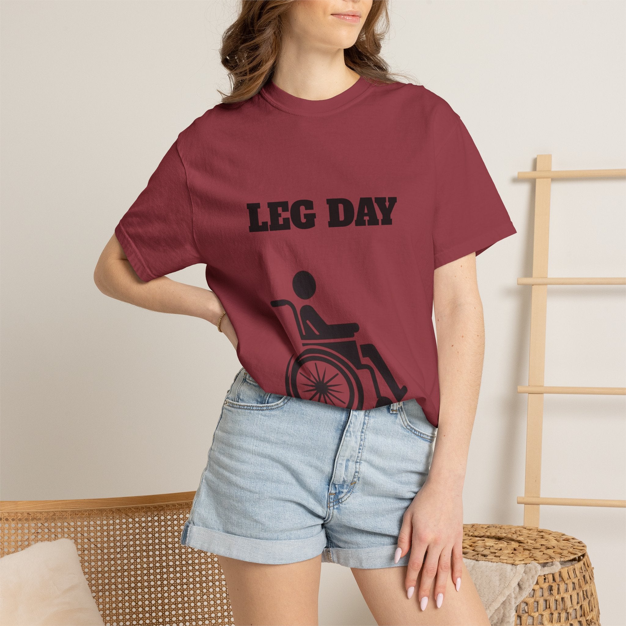 Leg Day wheelchair graphic T-shirt | fitness humor tee