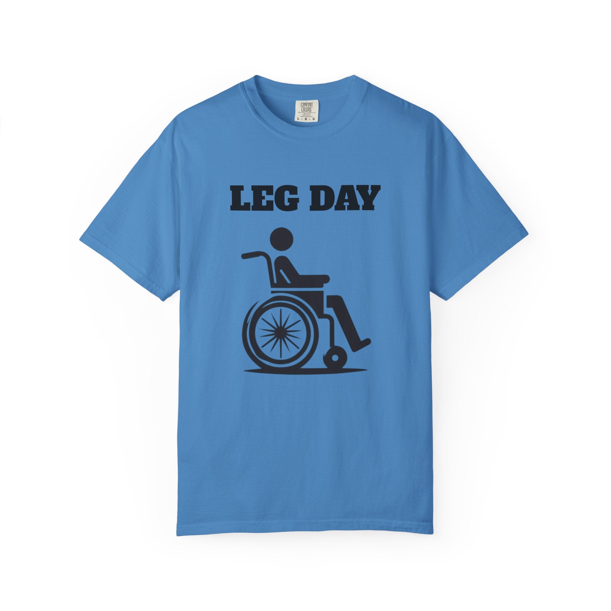 Leg Day wheelchair graphic T-shirt | fitness humor tee