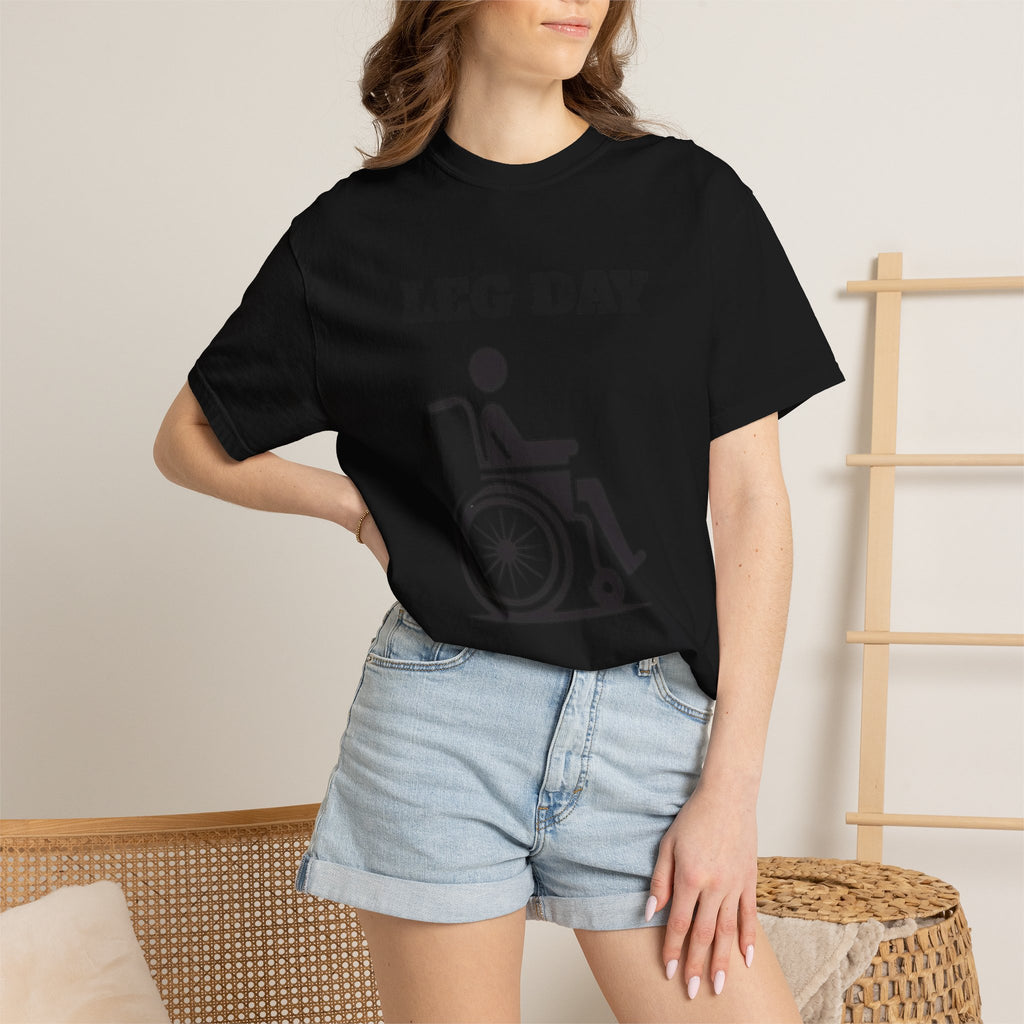 Leg Day wheelchair graphic T-shirt | fitness humor tee