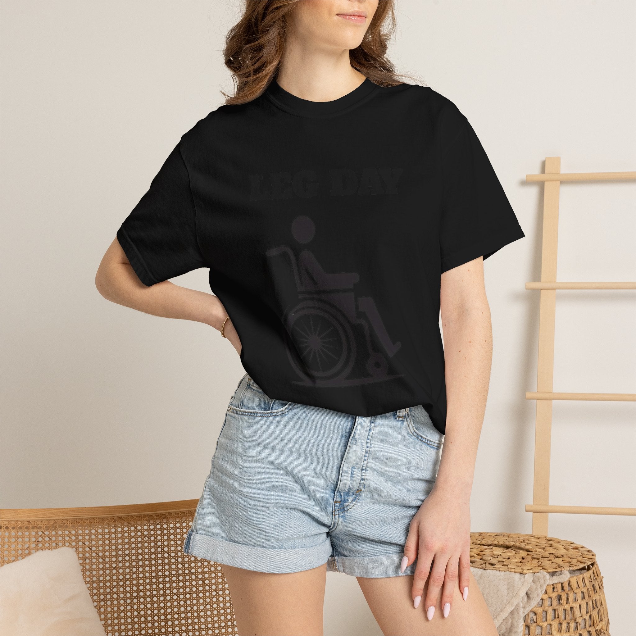 Leg Day wheelchair graphic T-shirt | fitness humor tee