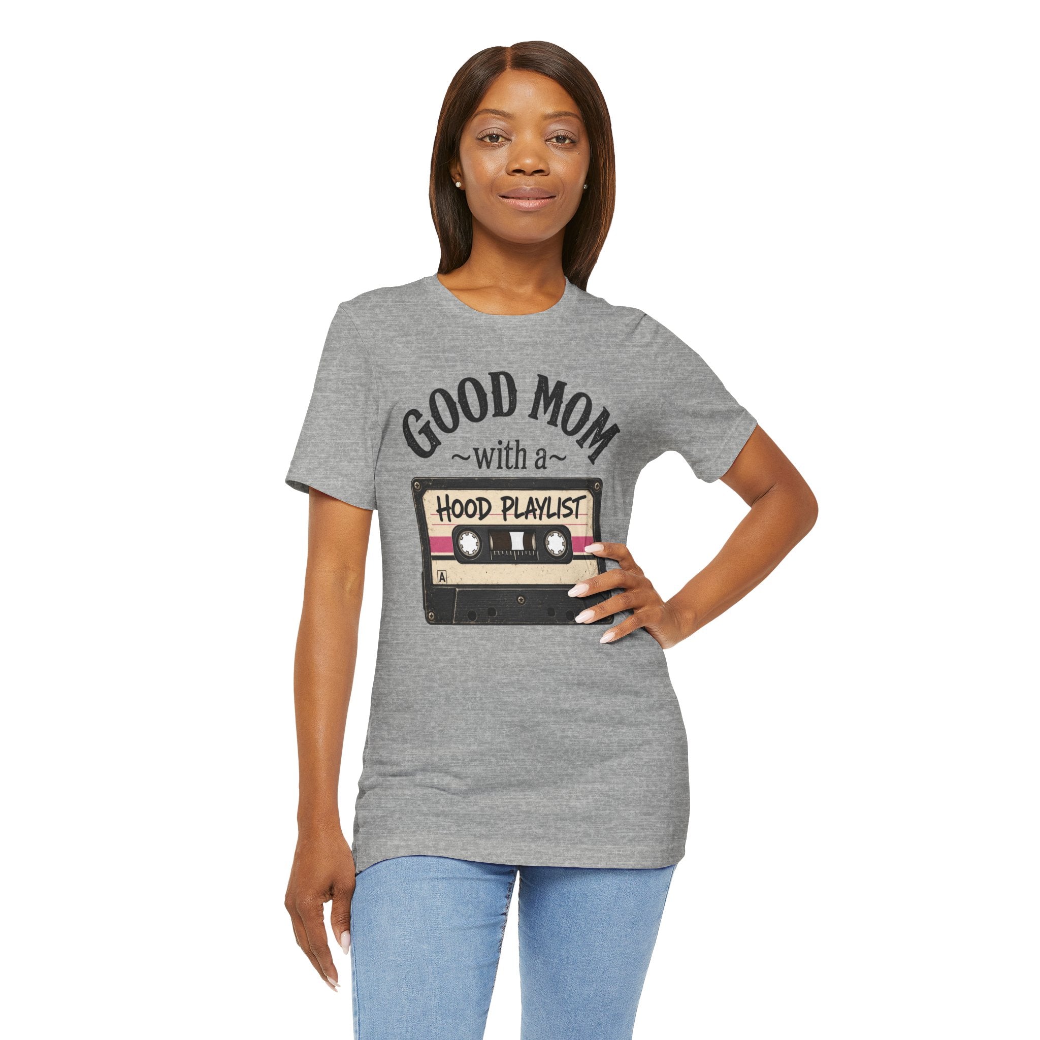 Good Mom With a Hood Playlist T-Shirt — Vintage Cassette Mother's Day Gift
