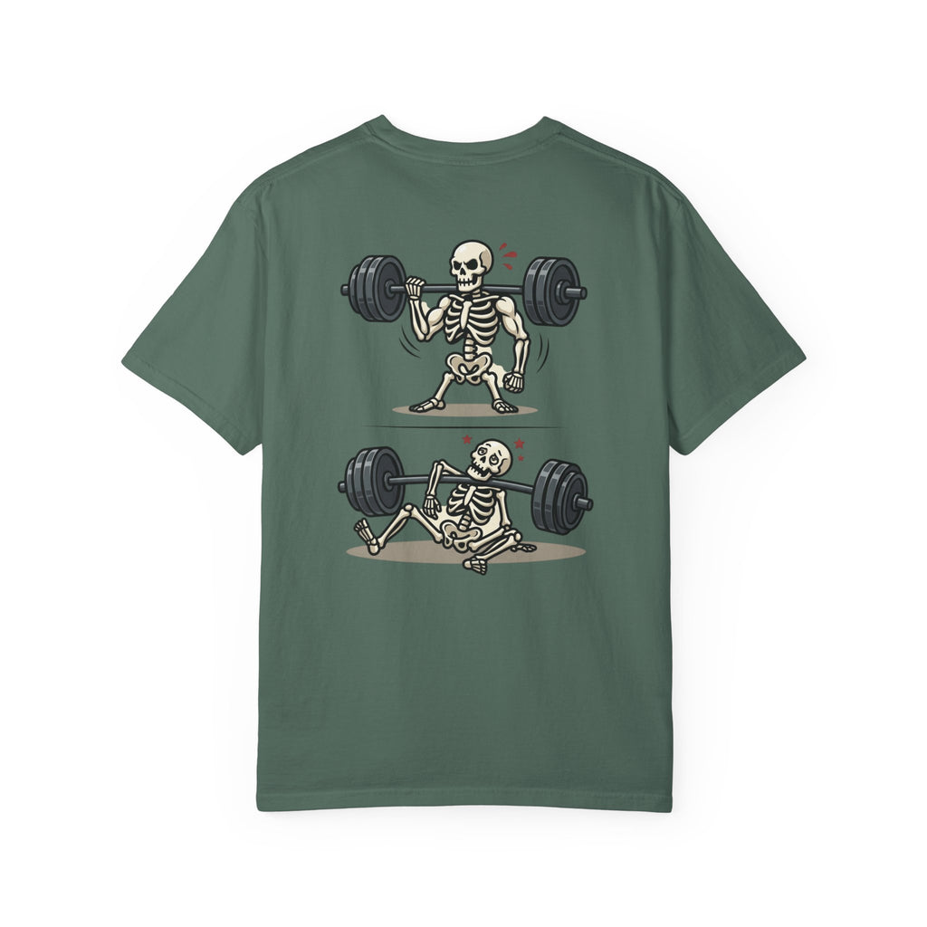 Weightlifting Skeleton T-Shirt — Funny Gym Bones Workout Tee