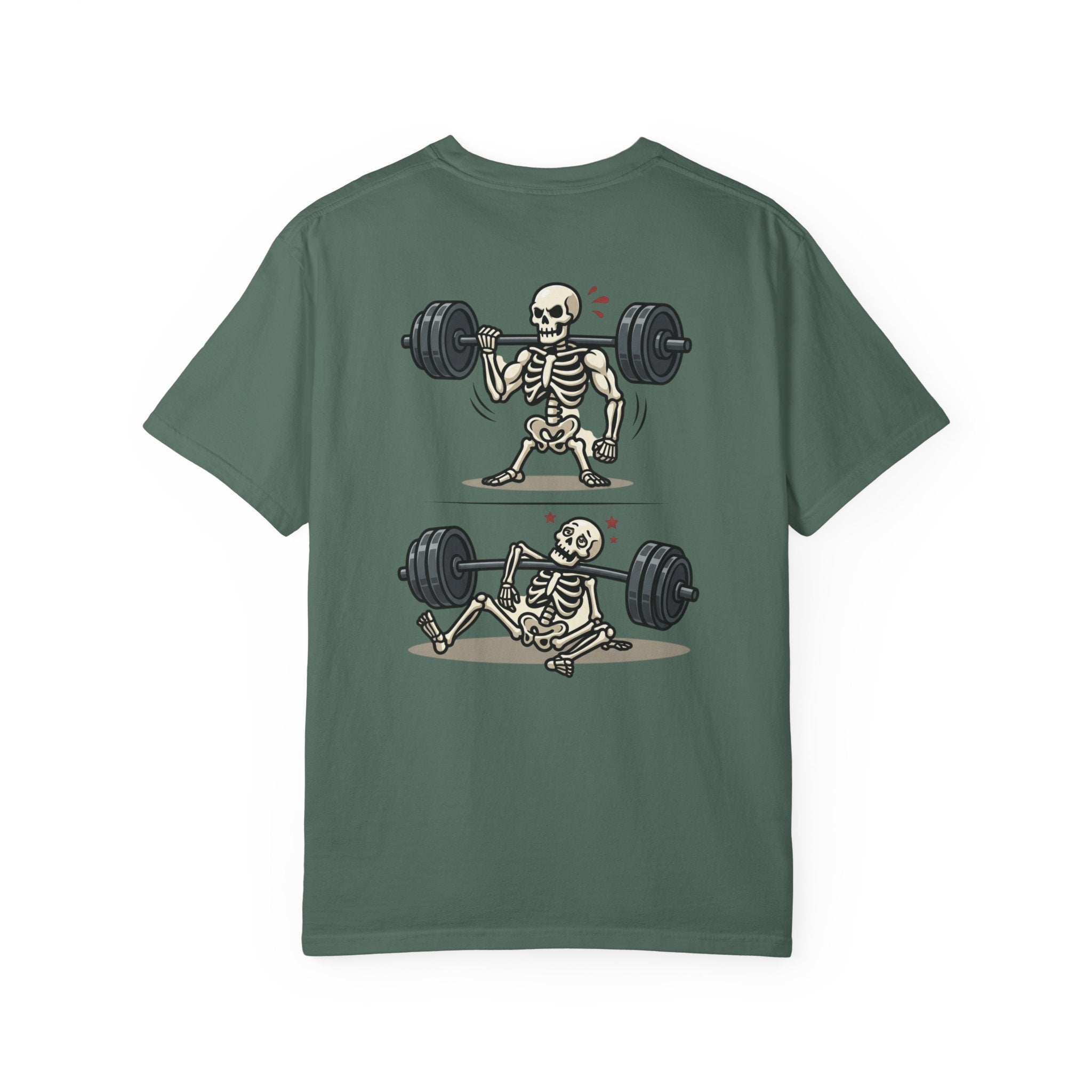 Weightlifting Skeleton T-Shirt — Funny Gym Bones Workout Tee