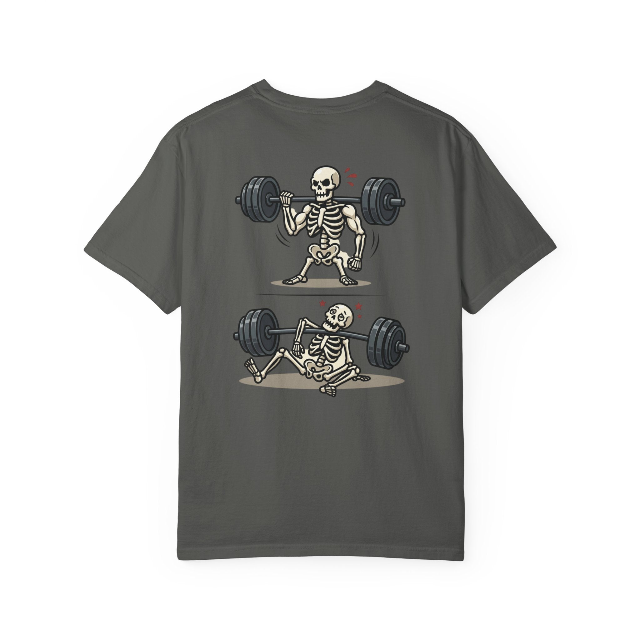 Weightlifting Skeleton T-Shirt — Funny Gym Bones Workout Tee