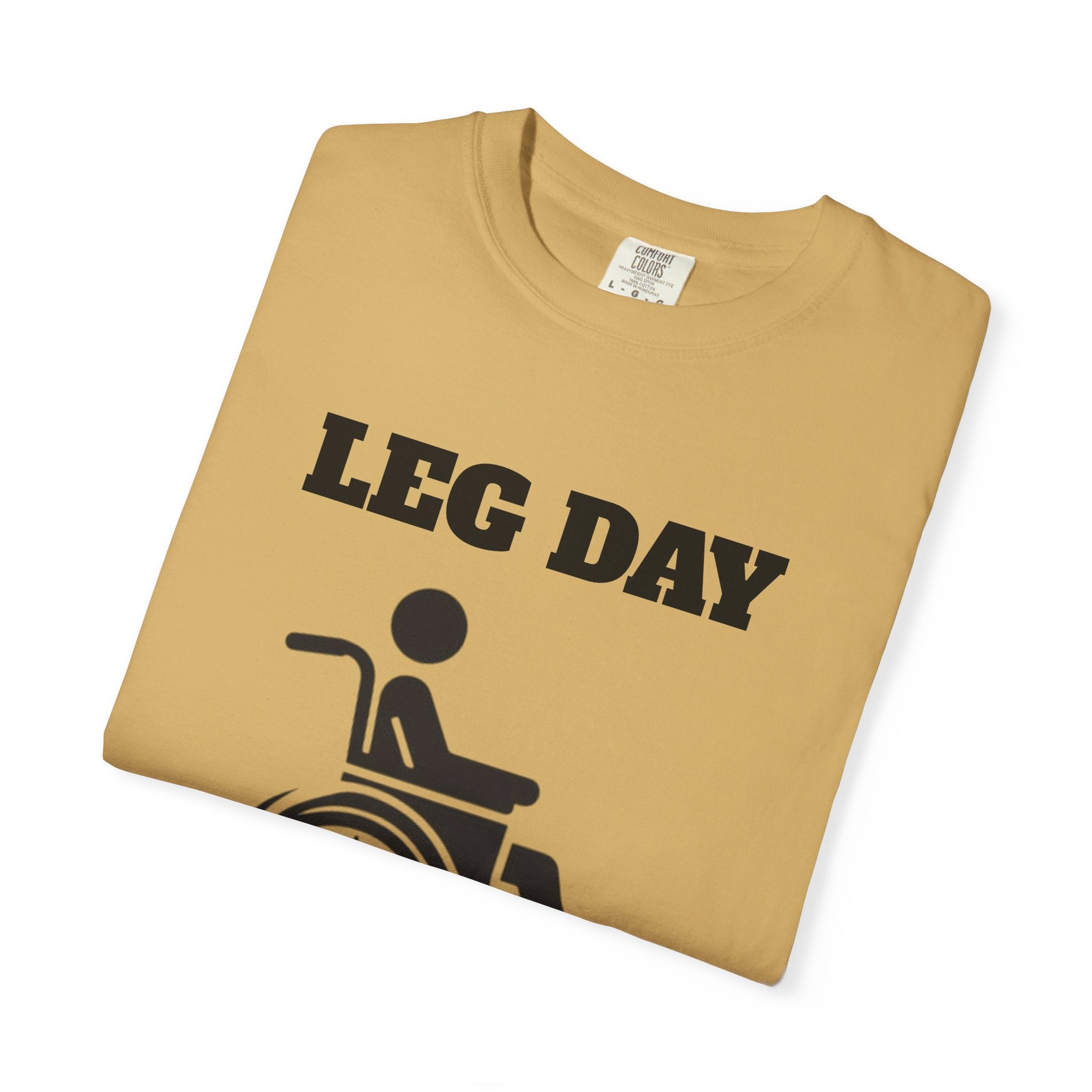 Leg Day wheelchair graphic T-shirt | fitness humor tee