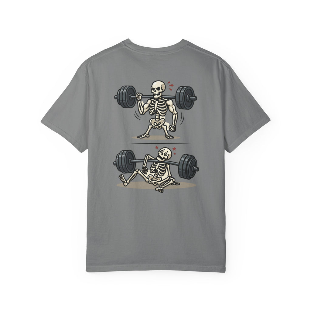 Weightlifting Skeleton T-Shirt — Funny Gym Bones Workout Tee