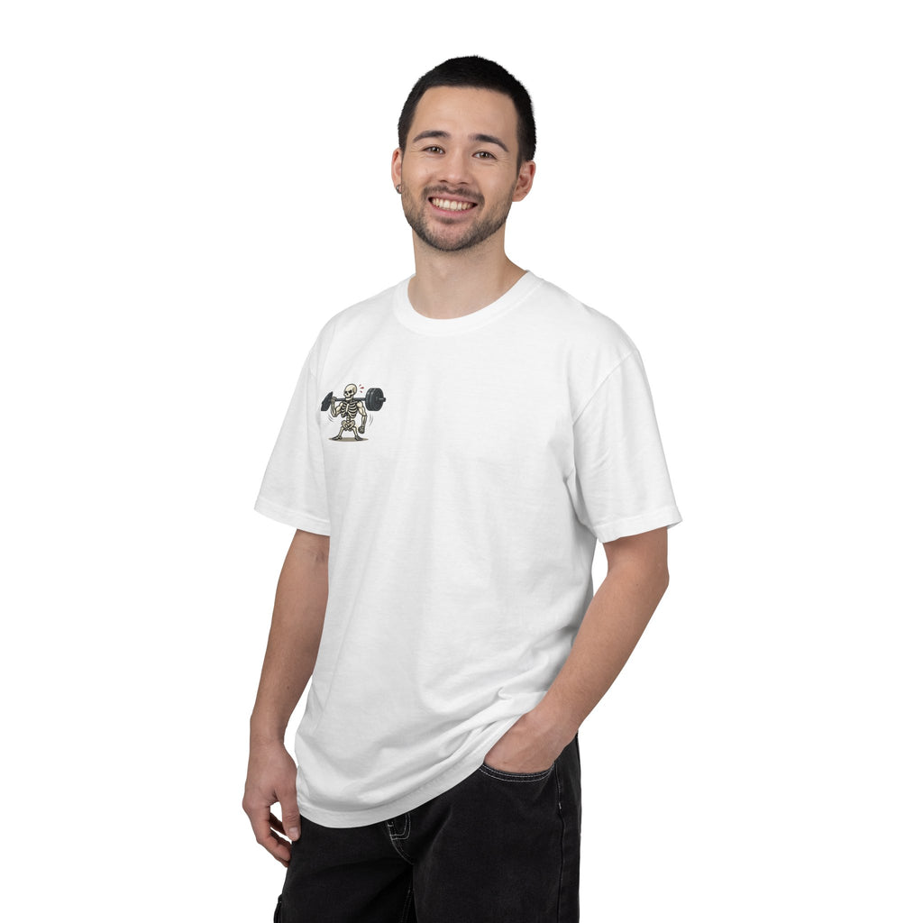 Weightlifting Skeleton T-Shirt — Funny Gym Bones Workout Tee