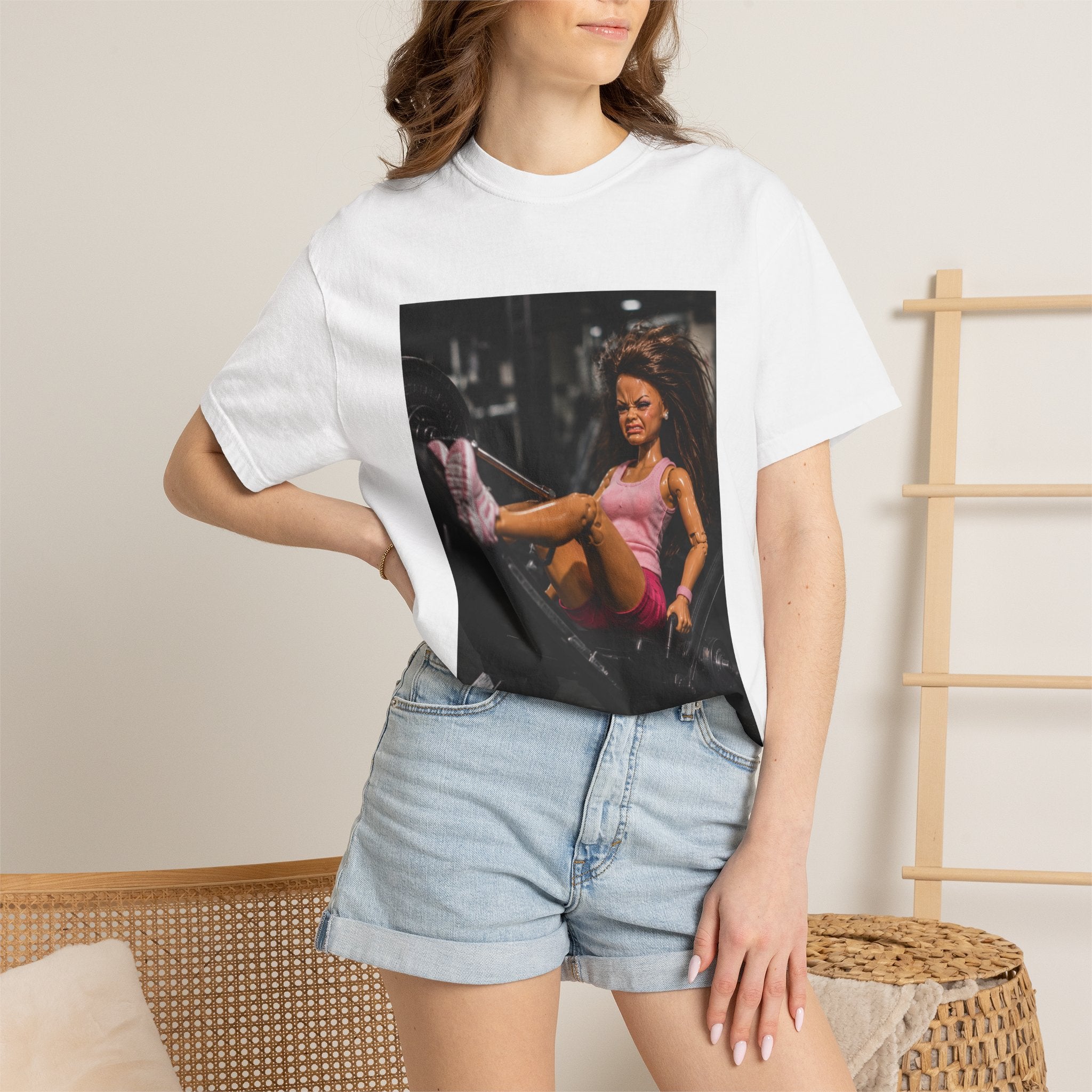 Fitness Girl Photo T-Shirt — Retro Workout Photo Tee